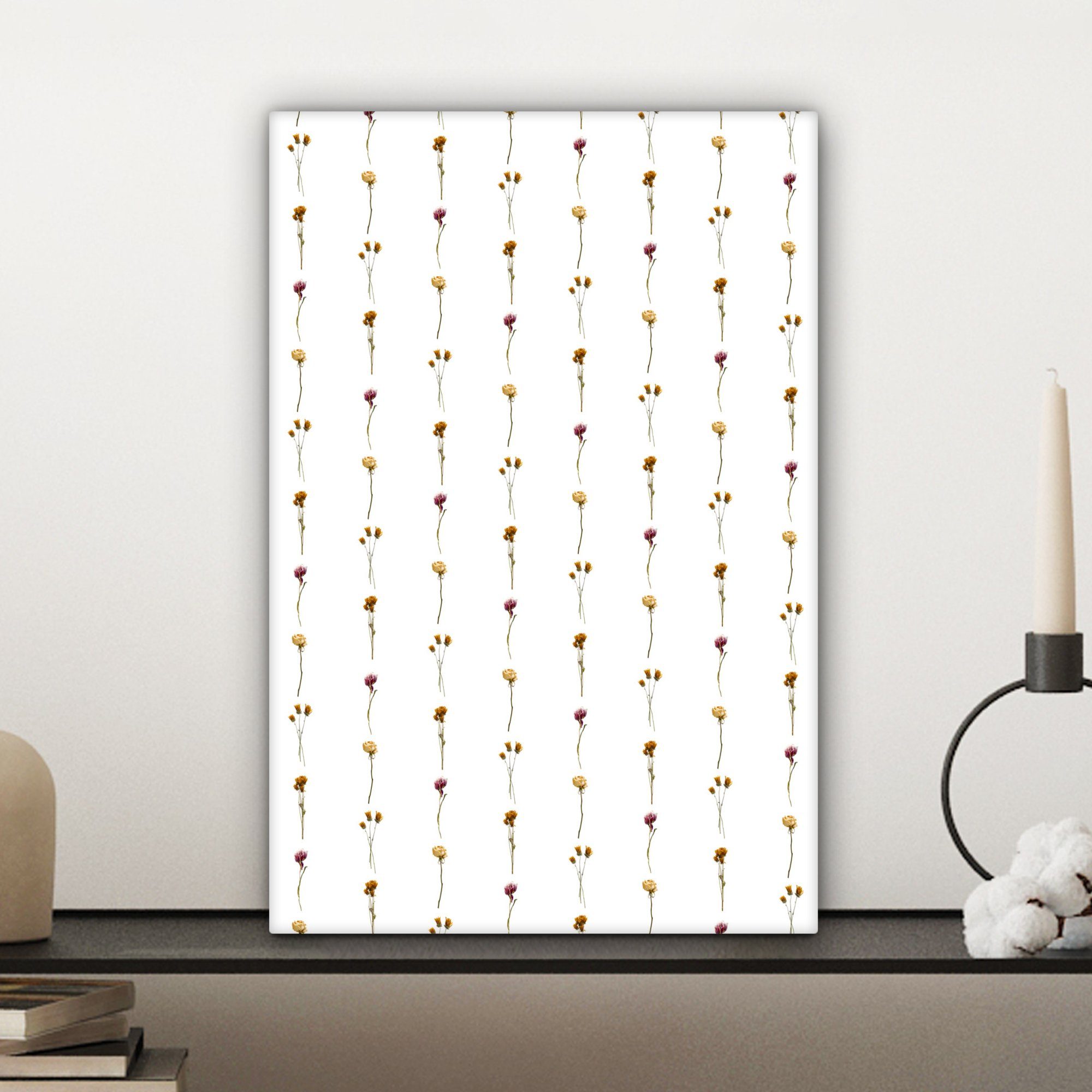 OneMillionCanvasses® Leinwandbild Blumen - Pastell - Muster, 20x30 Gemälde, inkl. Zackenaufhänger, bespannt Leinwandbild (1 fertig cm St)