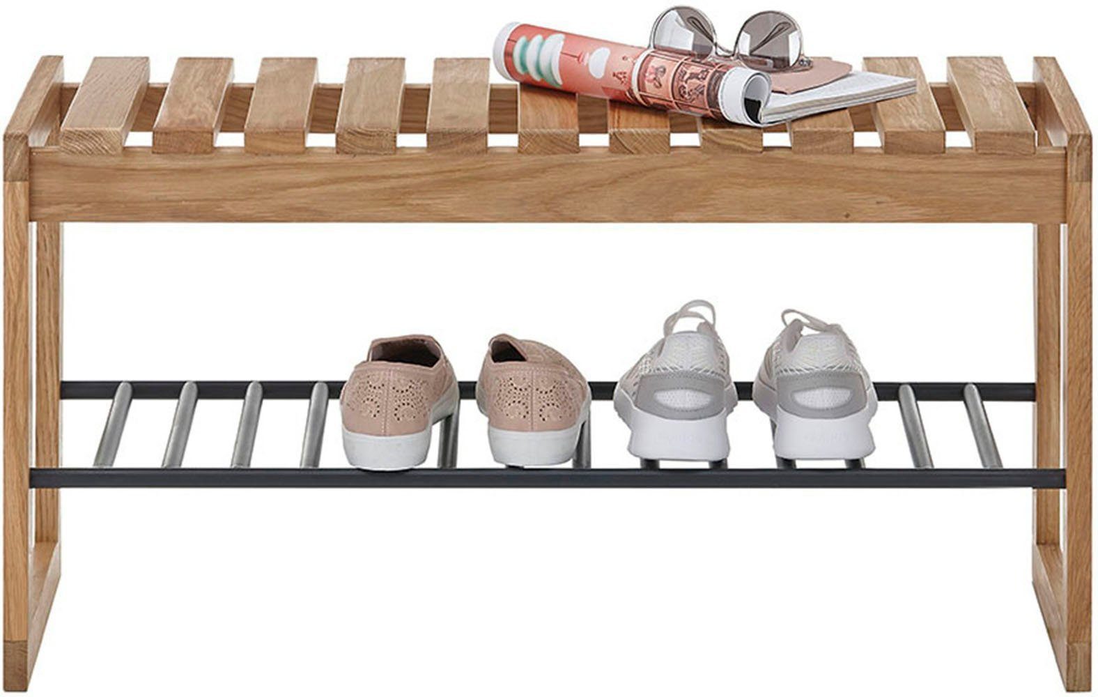 MCA furniture Schuhbank in holzfarben, Eiche massiv geölt - 88x45x30cm (BxHxT) – Bild 3 von 5