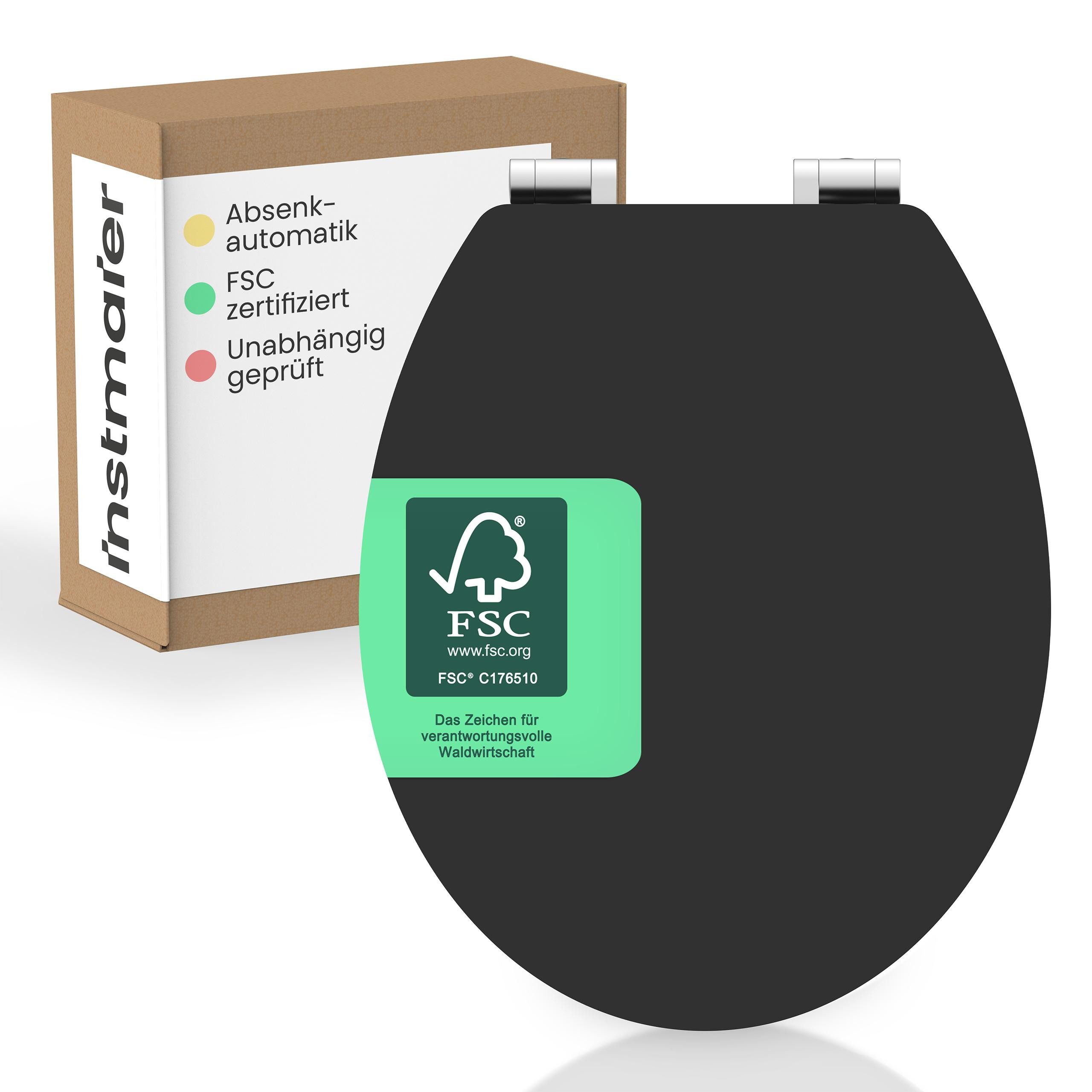 instmaier WC-Sitz Gaia Holz Toilettendeckel, schwarz matt, mit doppelter Absenkautomatik