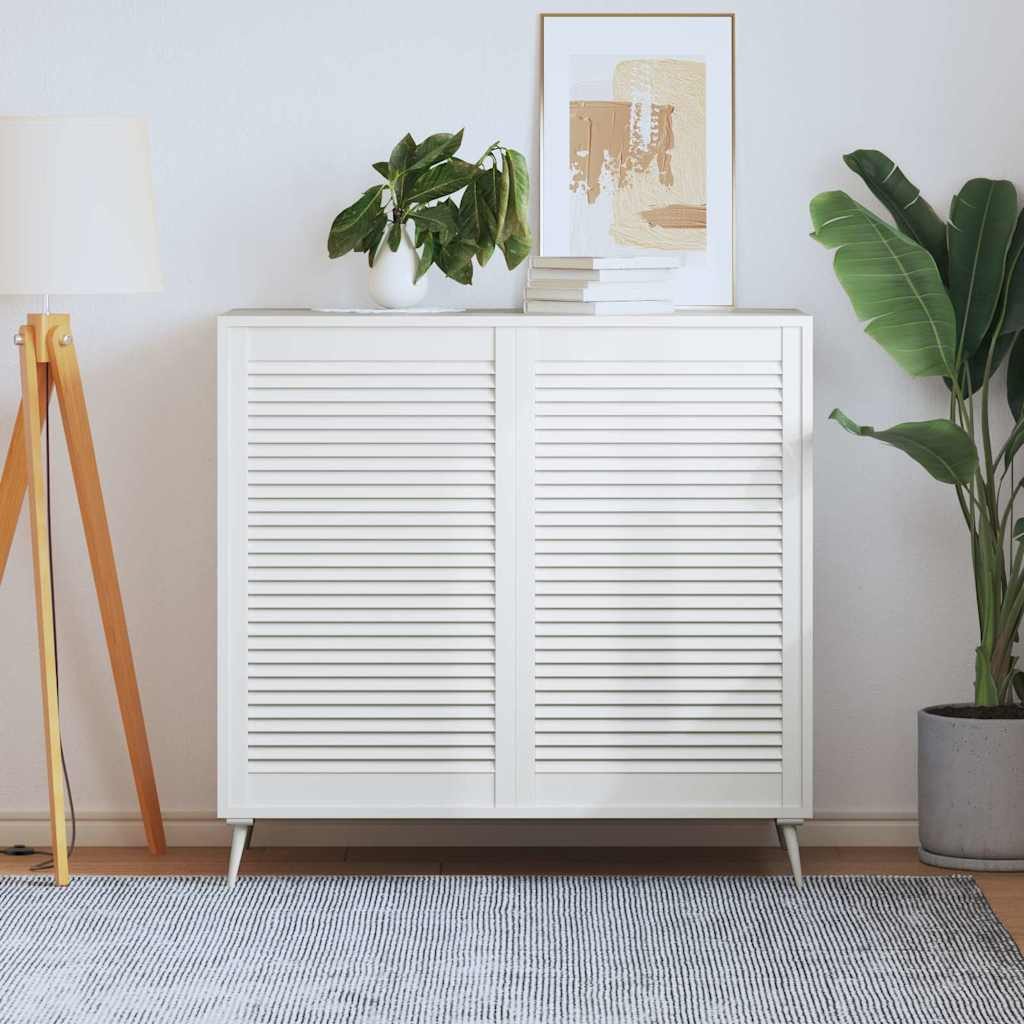 vidaXL Schranktür vidaXL Lamellierte Türen 2 Stk. Weiß 69 x 49,4 cm Massives Kiefernholz