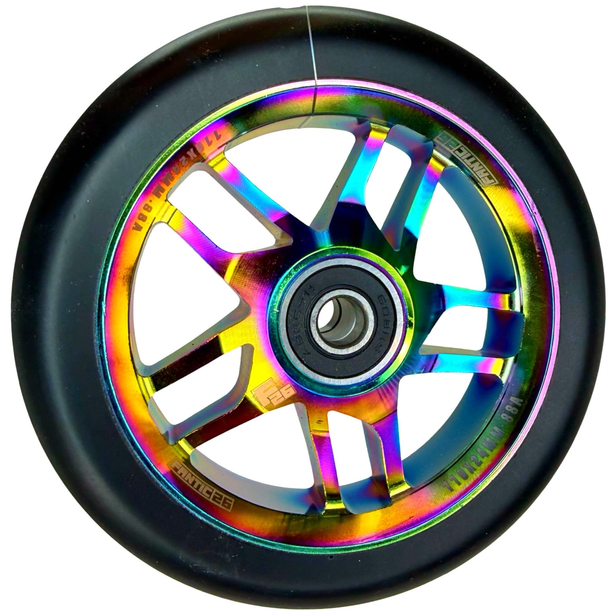 Stuntscooter Fantic26 Base Stunt-Scooter Rolle 110mm Abec11 Neochrome/Pu Schwarz