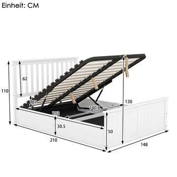 REDOM Holzbett Doppelbett mit Lattenrost und Stauraum für Kinder (Weiß, 140x200cm), Erwachsene, einfach zu montieren