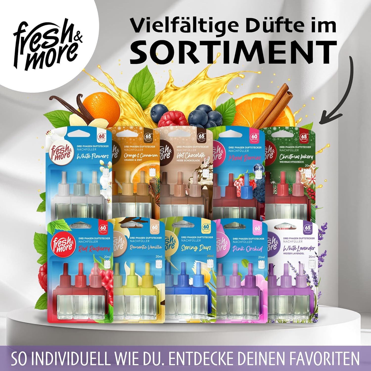 fresh & more Raumduft 3-Phasen (Nachfüllflakons, 6-St., Kompatibel Mit 3Volution Duftstecker)
