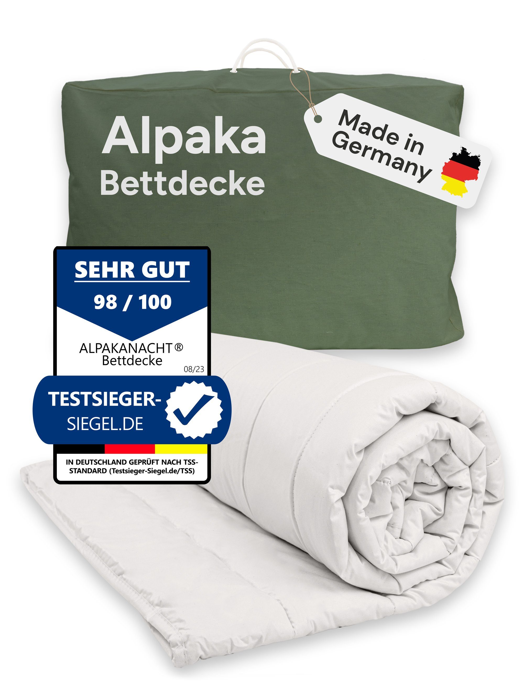 Naturhaarbettdecke, Alpaka Bettdecke, Alpakanacht, Verschiedene Größen und  Jahreszeiten, Made in Germany
