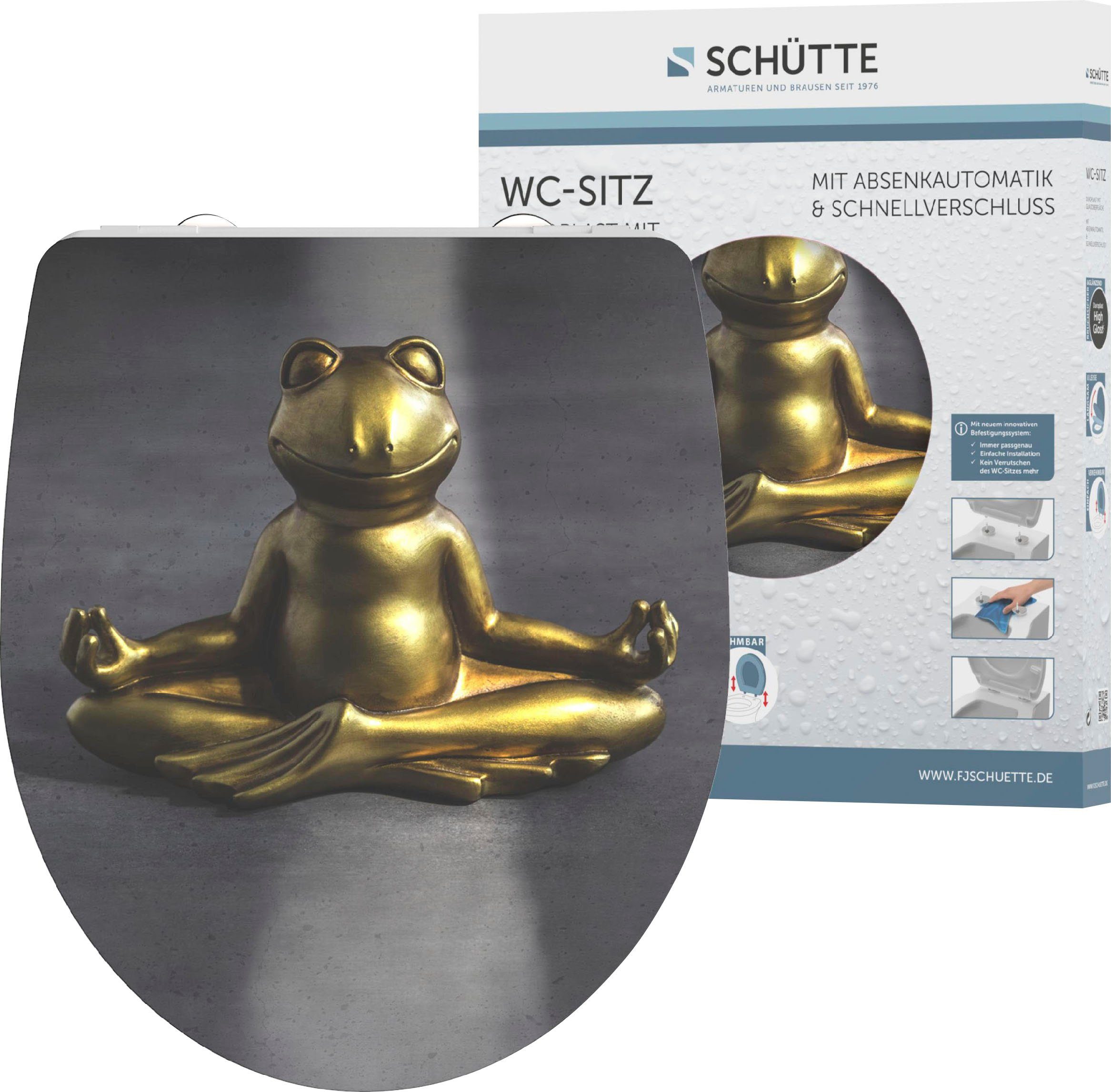 Schütte WC-Sitz Relaxing Frog, Duroplast, mit Absenkautomatik und Schnellverschluss, High Gloss