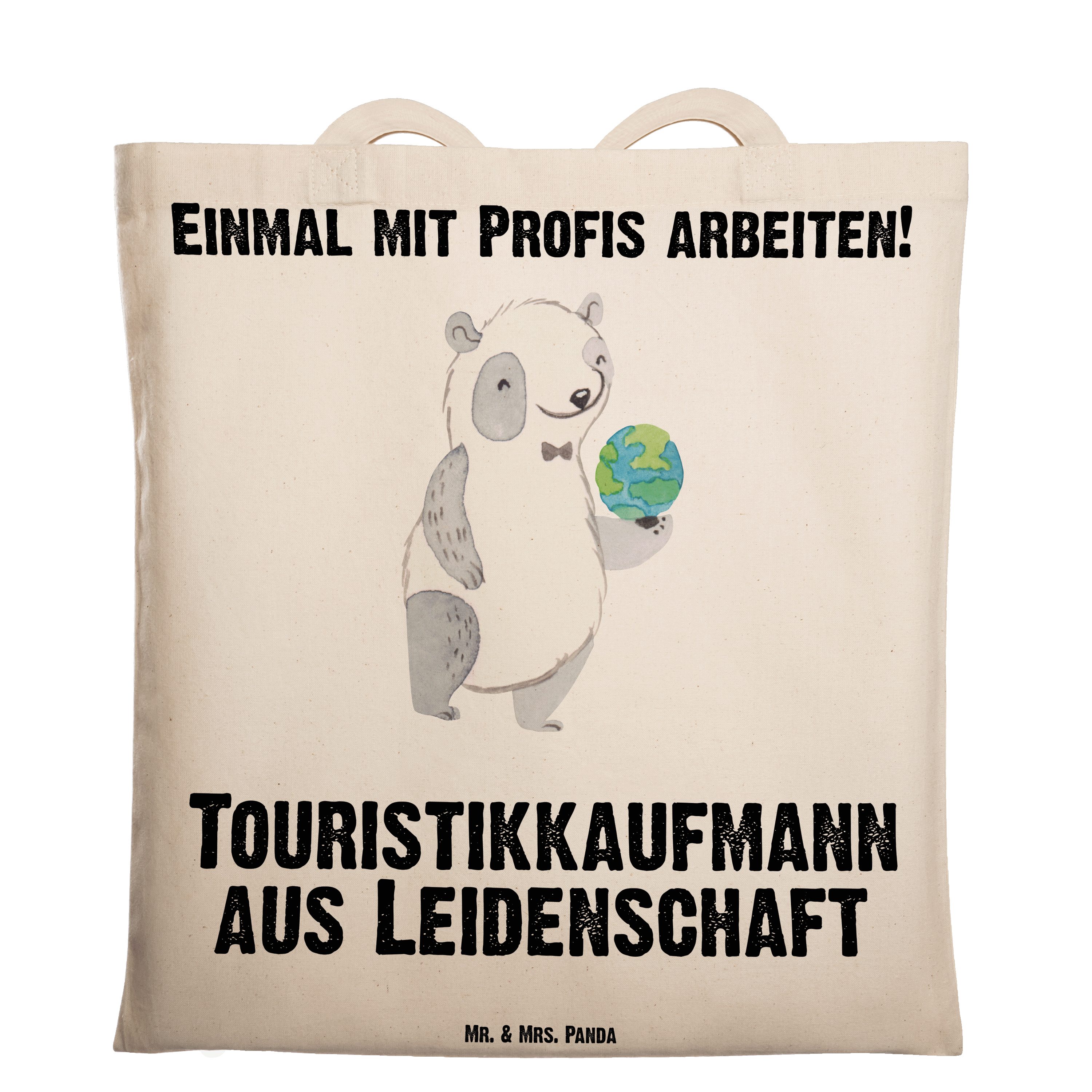 Mr. & Mrs. Panda Tragetasche Touristikkaufmann aus Leidenschaft - Transparent - Geschenk, Danke, A (1-tlg) | Canvas-Taschen