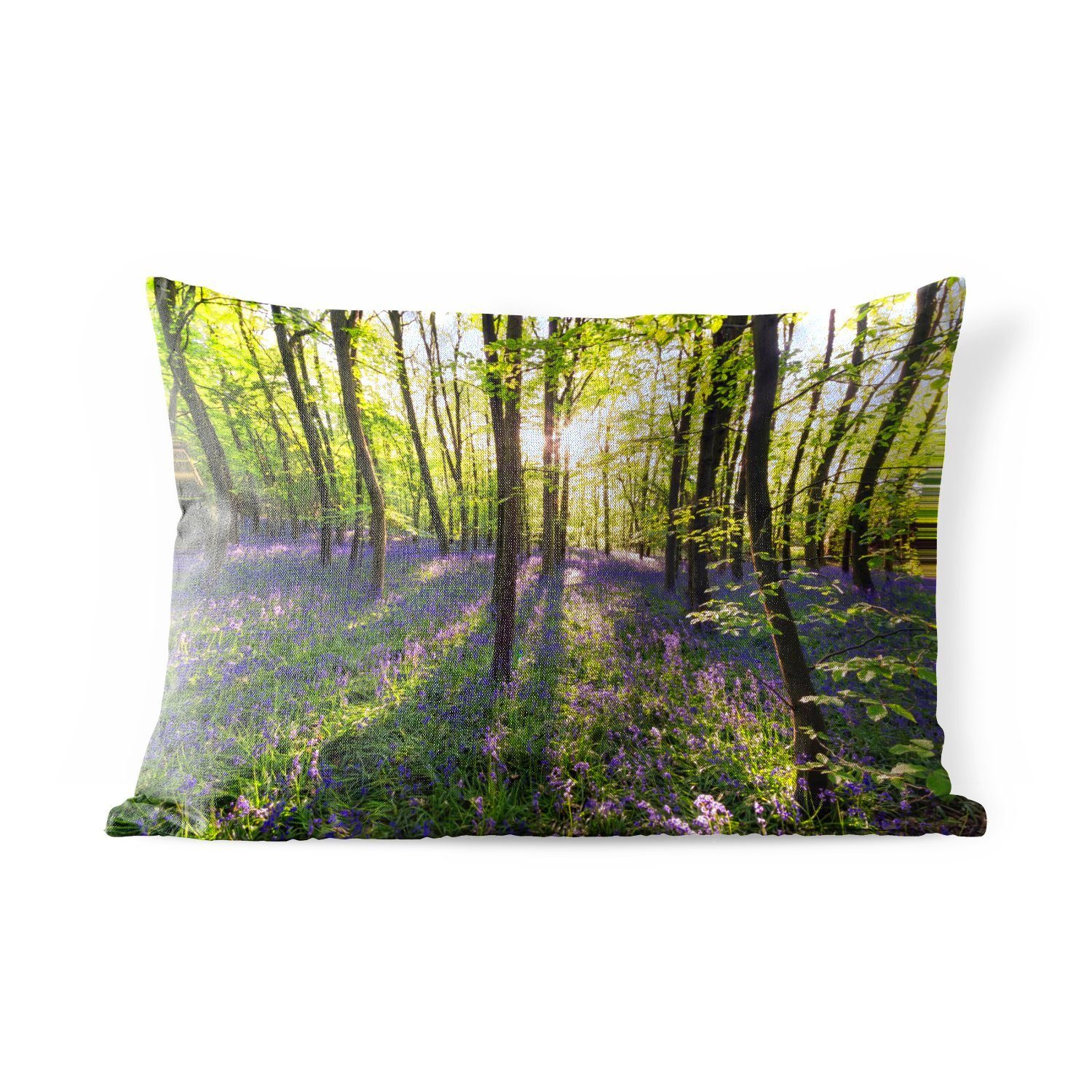 MuchoWow Dekokissen Wald - Kissenhülle Lavendel, Dekokissenbezug, Blumen Outdoor-Dekorationskissen, - Polyester