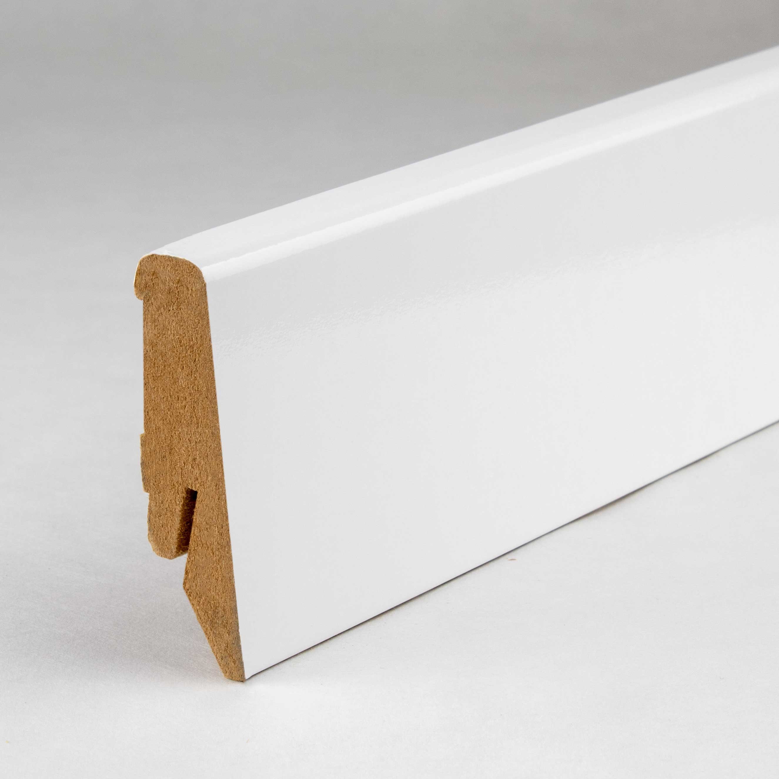 PROVISTON Sockelleiste MDF, 18 x 58 x 2500 mm, Hochglanz Weiß, Fußleiste, MDF foliert, L: 250 cm