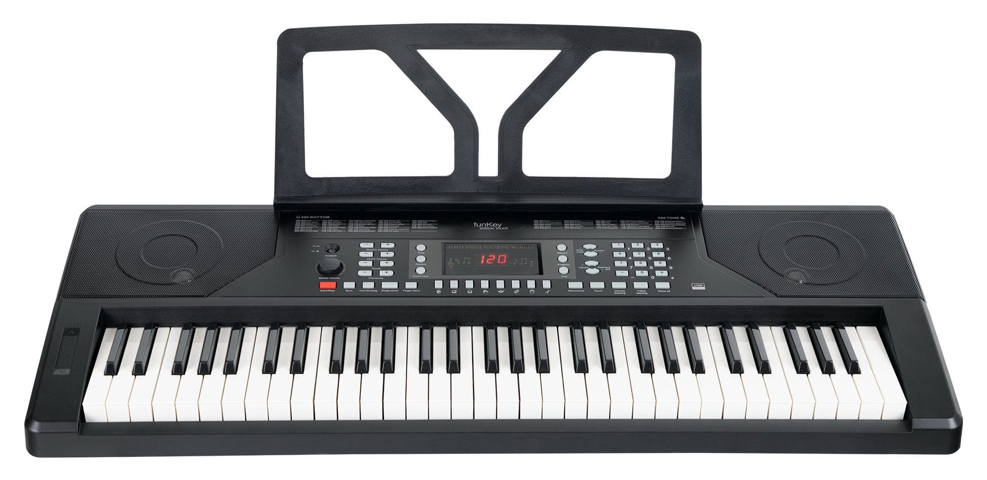 FunKey Home-Keyboard 61 Edition Touch (Touch Response, 300 Sounds, MP3-/USB-Port) (Spar-Set, 5-St., Inkl. Keyboardstativ und Bank), mit Begleitautomatik und intelligente Lernfunktion