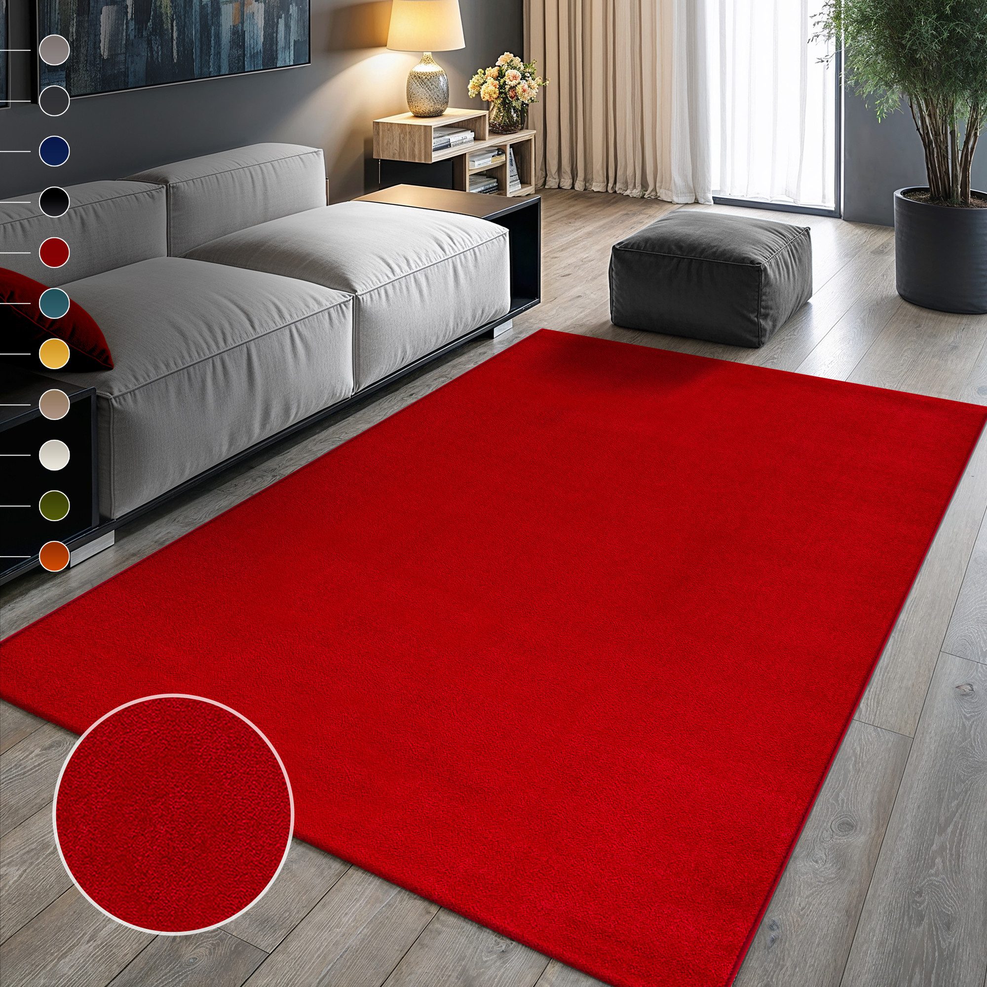 Sanat Teppich UNI, auch als Läufer und Rund, rechteckig, Höhe: 13 mm, robuster Kurzflorteppich, große Farbauswahl, Wohnzimmer, alle Räume