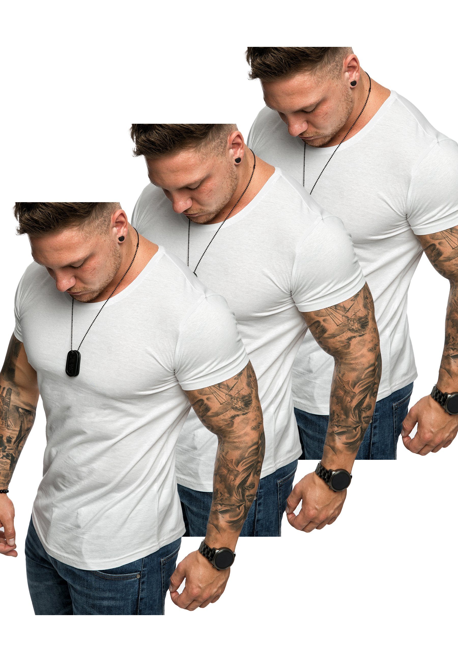Amaci&Sons T-Shirt 3. TACOMA 3er-Pack T-Shirts (3er-Pack) Herren Basic Oversize T-Shirt mit Rundhalsausschnitt (3x Weiß)