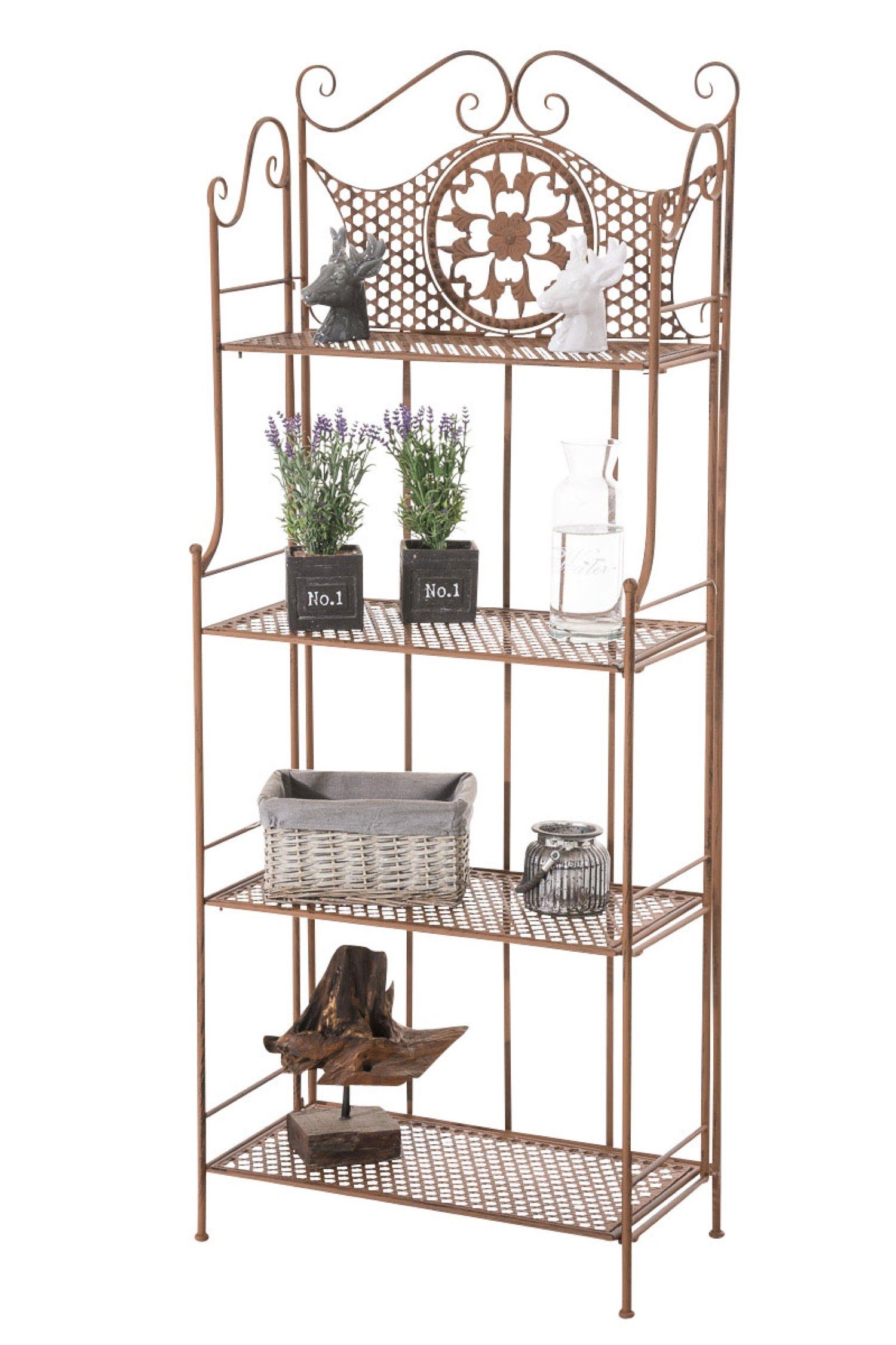 TPFGarden Standregal Anic - Blumenständer - 4-stöckiges Pflanzenregal, Blumenregal - Pflanzengestell, Pflanzenständer mit den Maßen (HxB xT): 153 x 61 x 33 cm antik braun