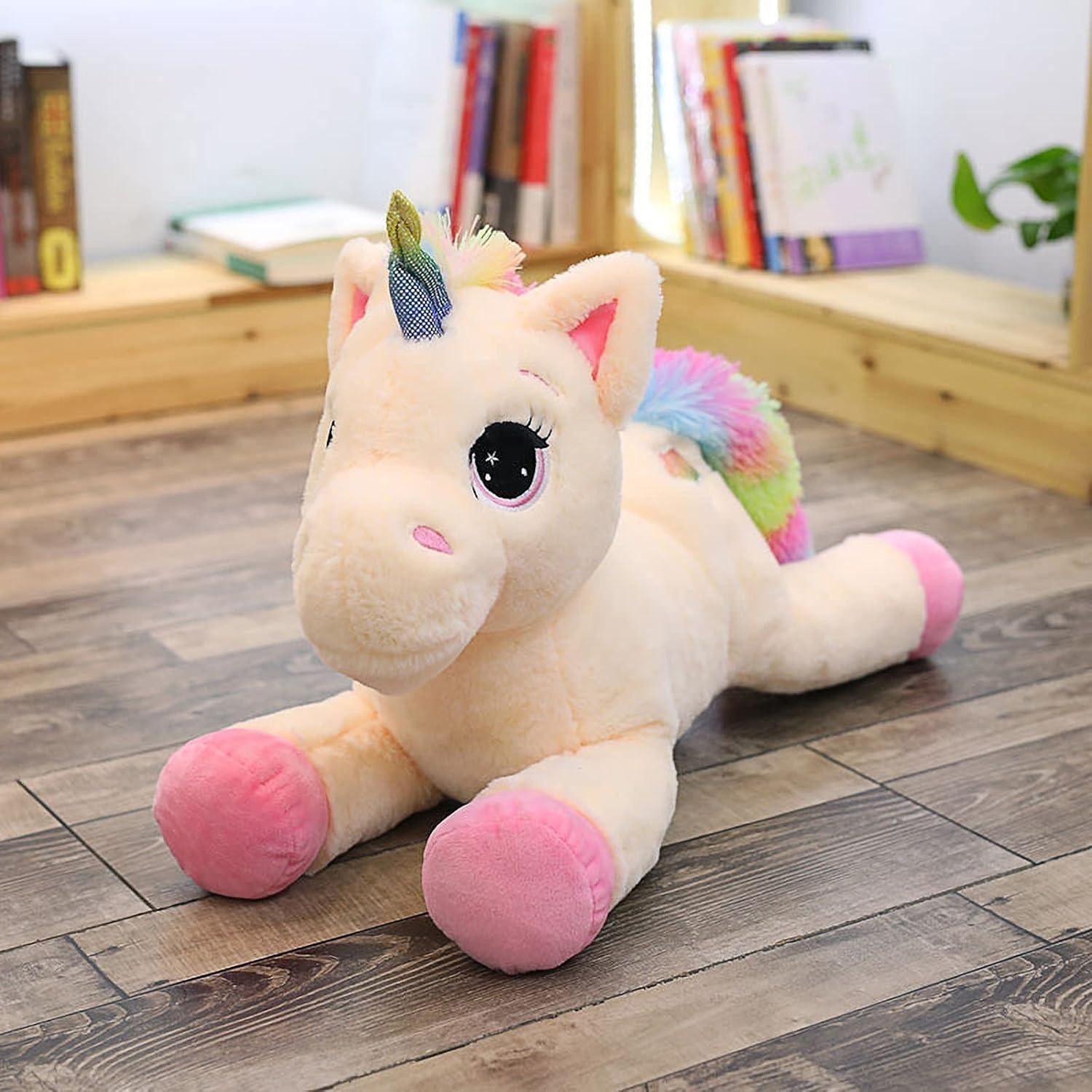 LuxusKollektion Kuscheltier Kuscheltier Plüsch Einhorn Kinder Geschenk 60cm Beige Rosa 40cm