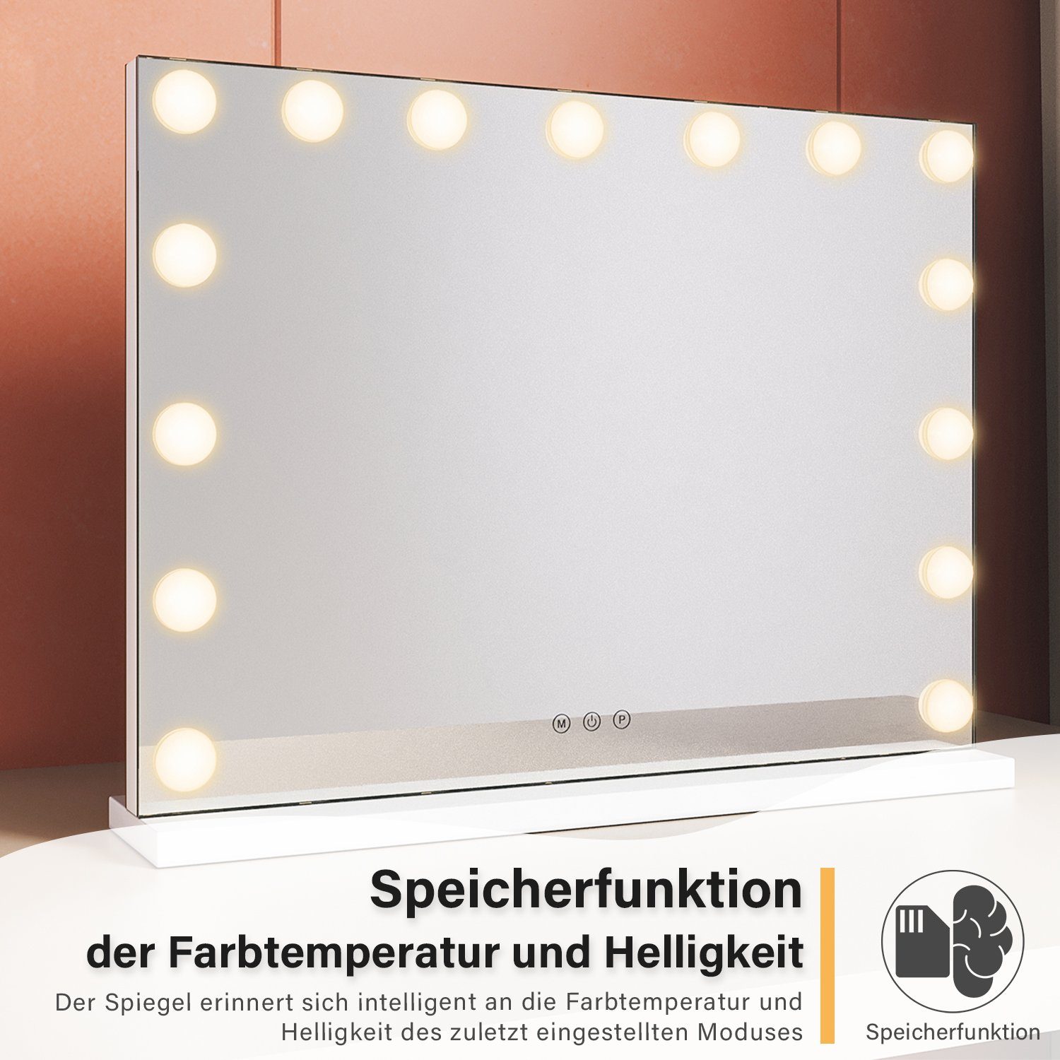 SONNI Schminkspiegel mit Spiegel 3 Licht Farbe Schminkspiegel beleuchtung, mit Hollywood Make-up, LED