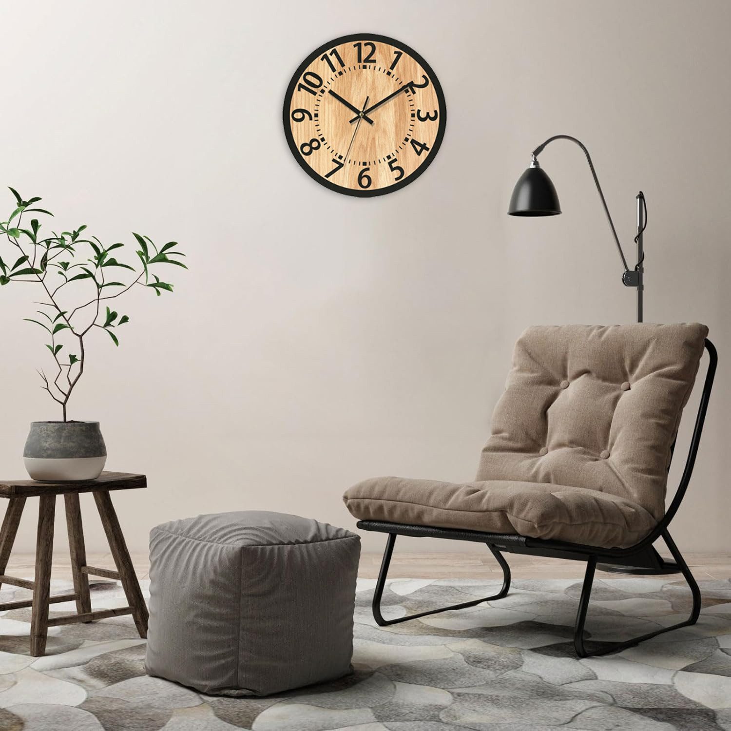 OKWISH Wanduhr 34CM Rund Holz Wand günstig online kaufen