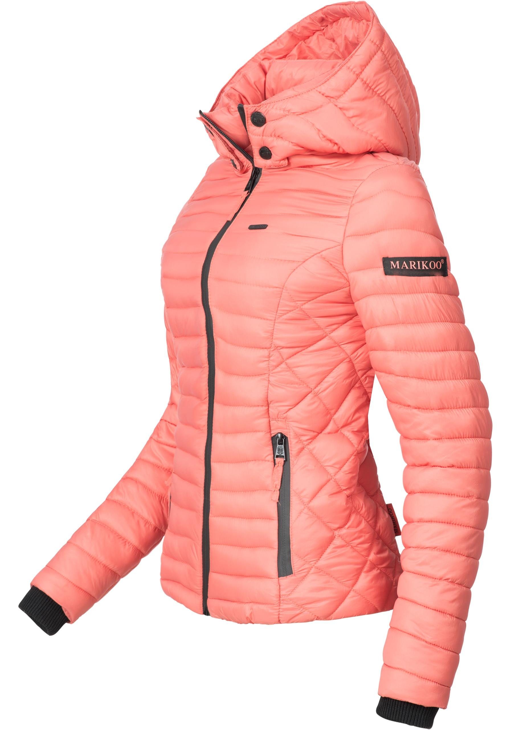 coral Kapuze ultraleichte Marikoo Steppjacke Übergangsjacke mit Samtpfote