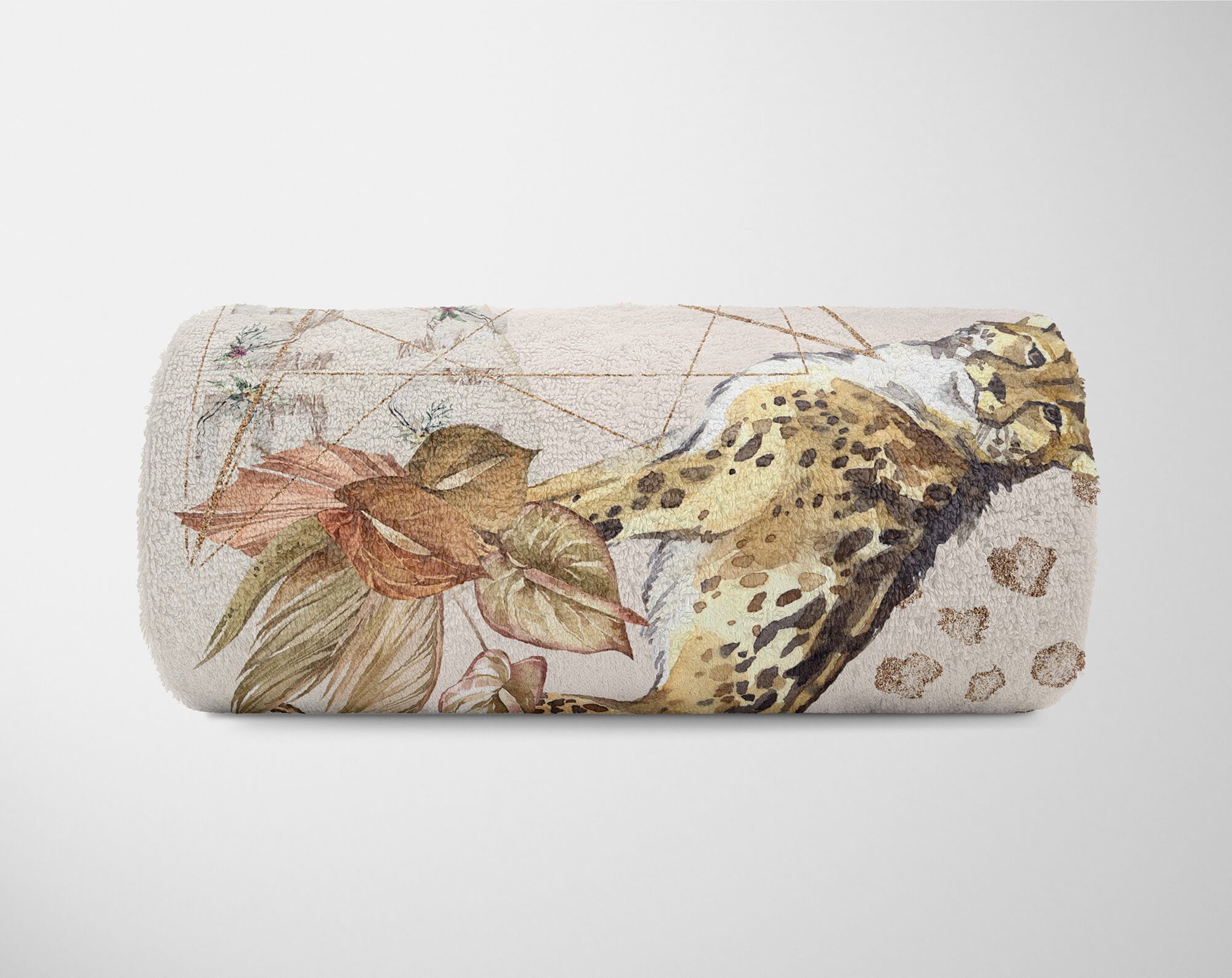 Sinus Art Handtücher Handtuch Strandhandtuch Kuscheldecke Afrika, (1-St), Saunatuch Handtuch Kunstvoll Gepard Baumwolle-Polyester-Mix