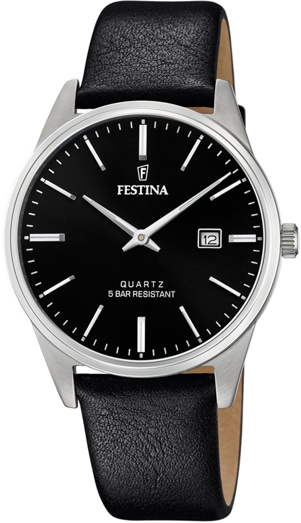 Festina Quarzuhr F20512/4, Armbanduhr, Herrenuhr, Damenuhr, Lederarmband, Datum