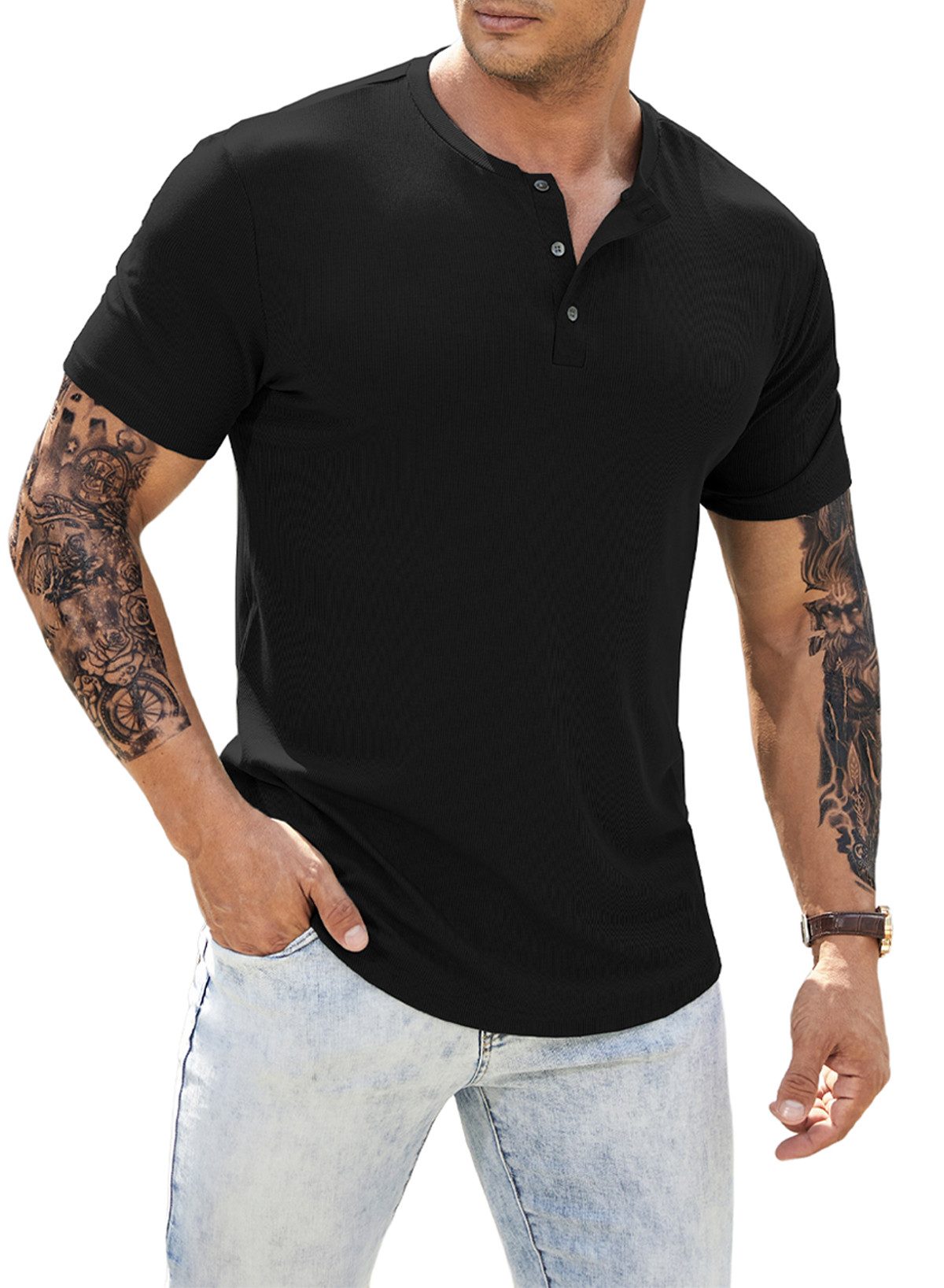JMIERR T-Shirt T-Shirts für Herren Henley günstig online kaufen