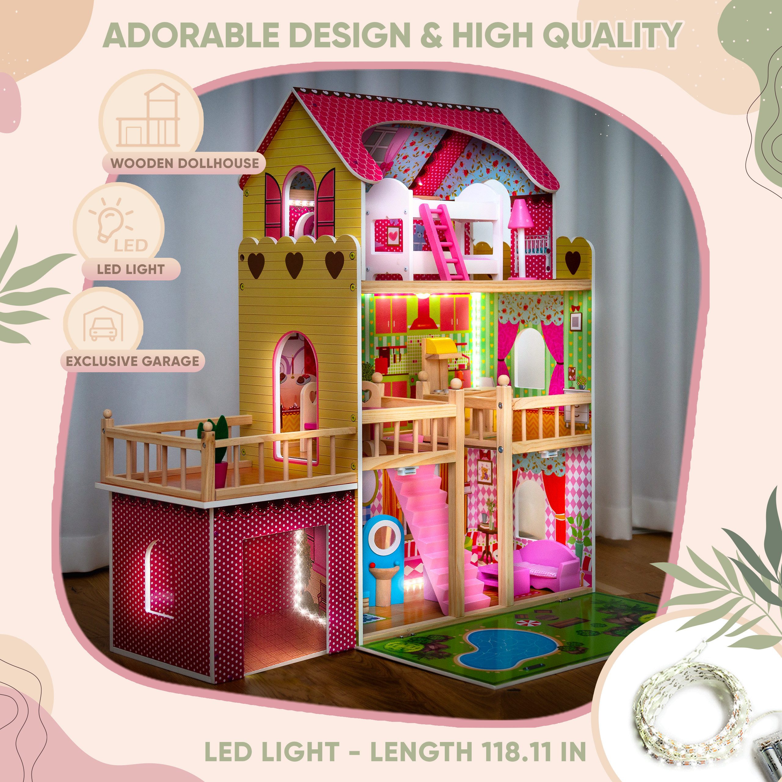 Kinderplay Dolls & Strollers Puppenhaus Puppenhaus günstig online kaufen