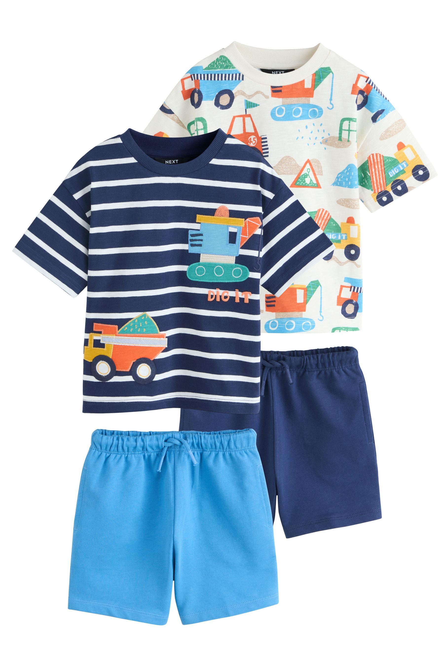 Next T-Shirt & Shorts Kurzärmeliges T-Shirt und Shorts im 2er-Set (4-tlg)