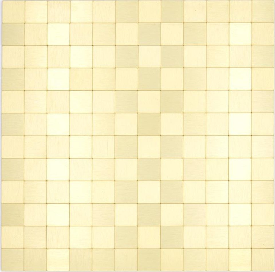 Mosani Mosaikfliesen Selbstklebende Wandfliesen Fliesenspiegel Wanddeko, Aluminium Metall 30.5x30.5, Gold, Spritzwasserbereich geeignet, Küchenrückwand Spritzschutz