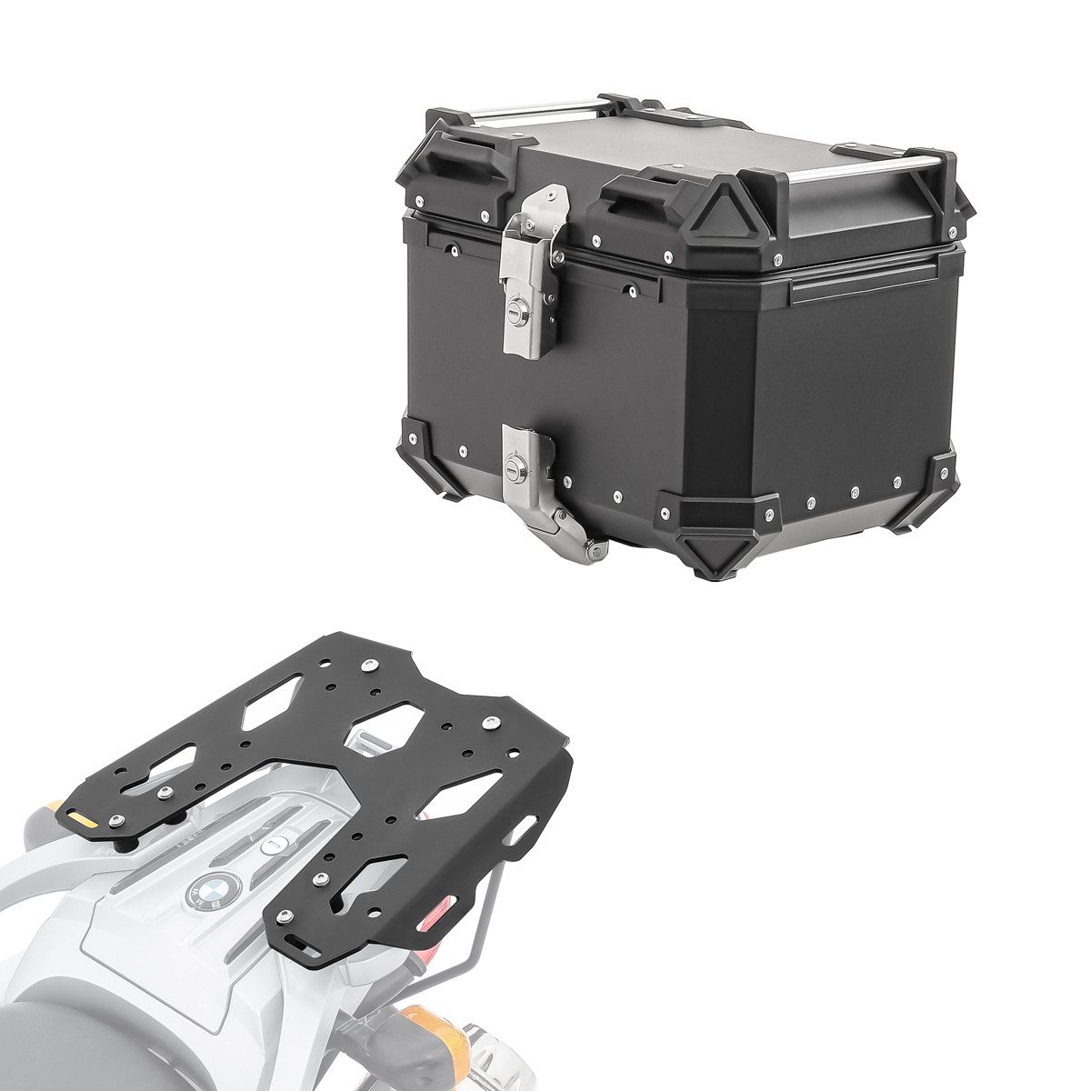 Bagtecs Topcase Set Alu Topcase + Gepäckbrücke passend für BMW F 650 GS / Dakar 04-07