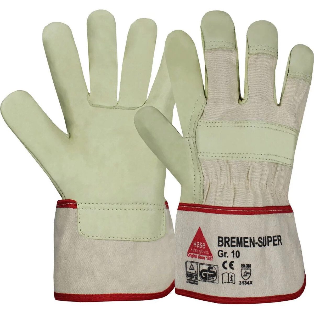 Hase Safety Gloves Lederhandschuhe Bremen Super 293000 Arbeitshandschuhe aus Vollleder (Packung, 12-St., VPE= 12 Paar, Gr 6-12) Doppelnähte
