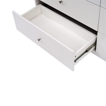 Odikalo Eckkommode Sideboard Aufbewahrung 6 Schubladen Metallrahmen Flurschrank weiß