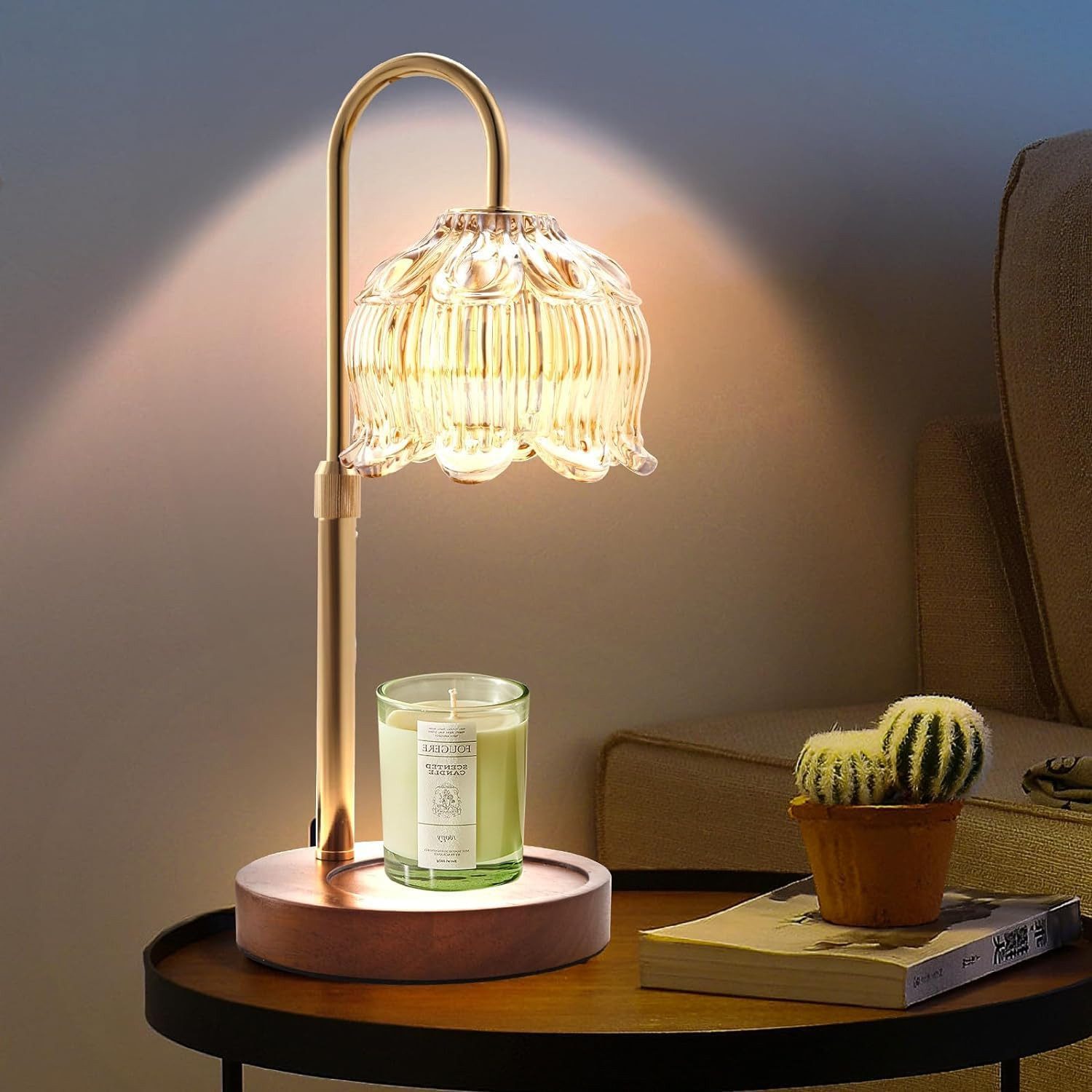 Futicare LED Nachttischlampe Kerzenwärmer Lampe mit Dimmer & Timer – Duftlampe ohne offene Flamme, Tischlampe für Schlafzimmer & Wohnzimmer, Candle Warmer für Duftkerzen, warmes Stimmungslicht