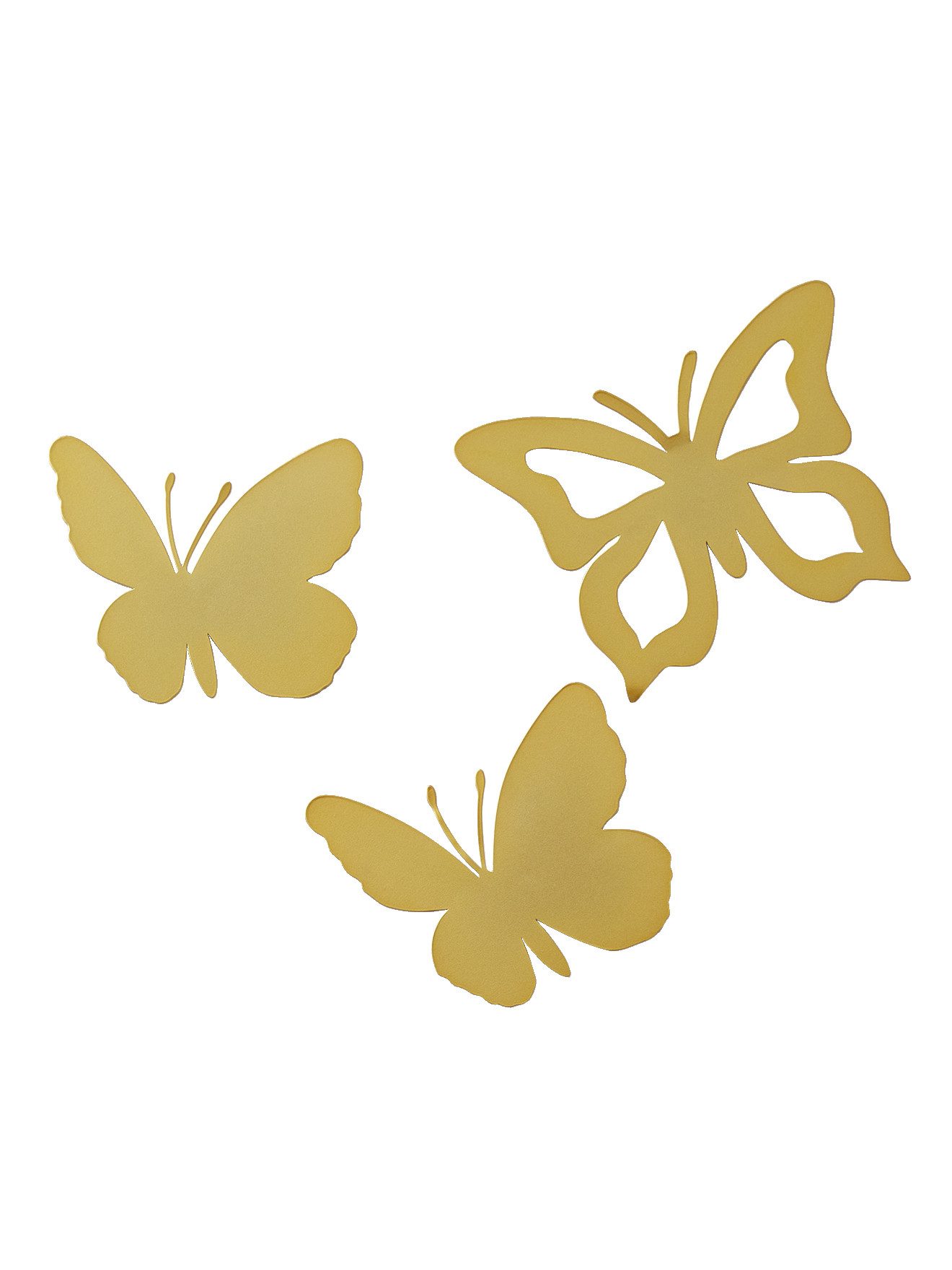 vertbaudet Wanddekoobjekt Kinderzimmer 3er-Set Deko-Schmetterlinge, Messing