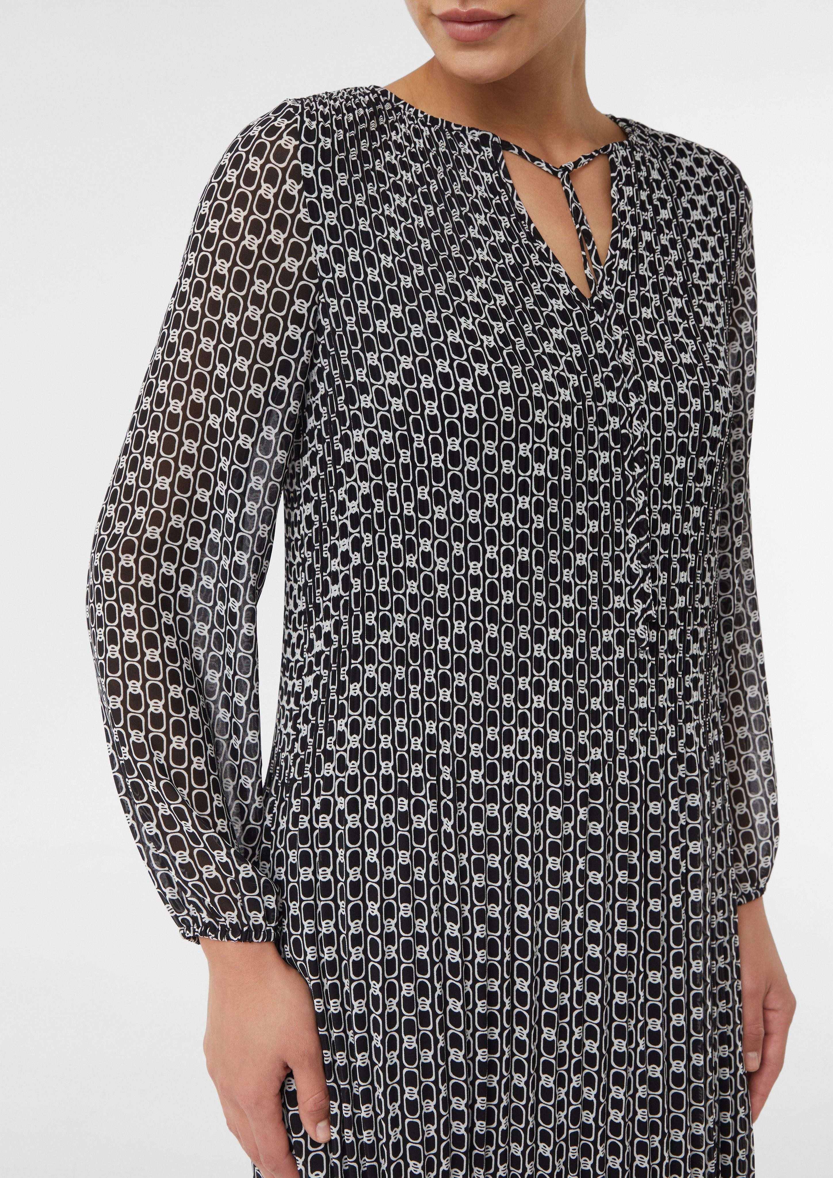 Comma Minikleid Plissiertes Chiffonkleid mit All-over-Print günstig online kaufen