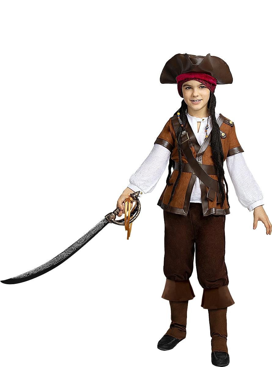 Funidelia Piraten-Kostüm Karibikpirat - Karneval Faschingskostüm Kinder, Captain Jack-Kostüm - inspiriert von den Filmen