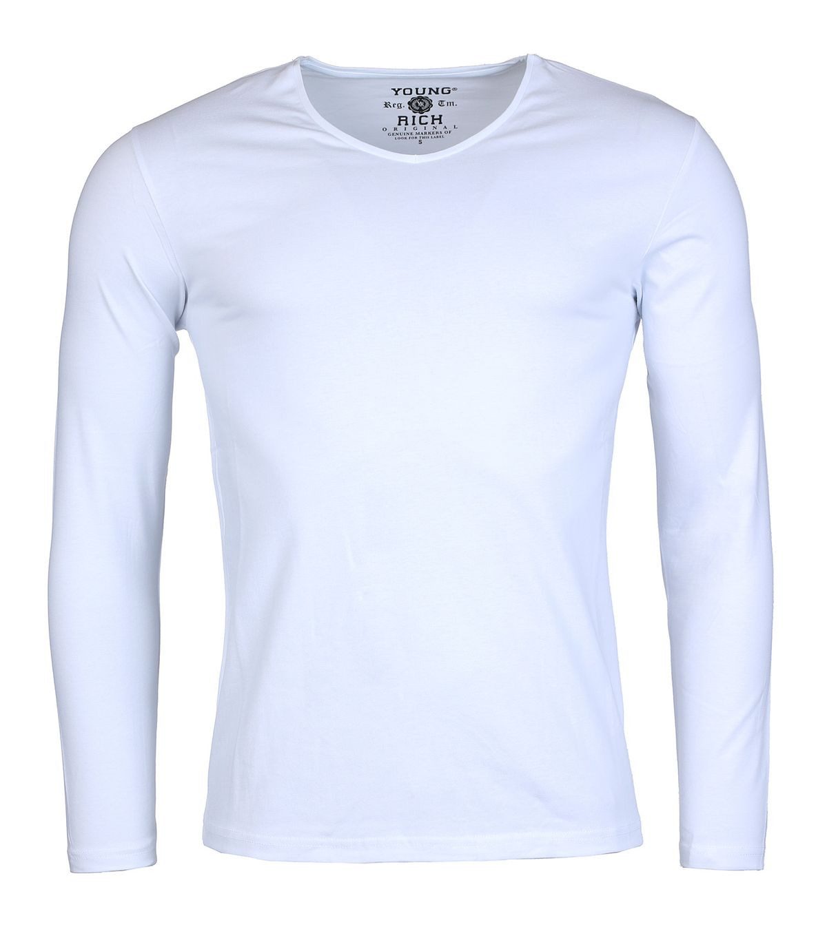 Young & Rich Langarmshirt Herren Uni Basic Longsleeve V-Ausschnitt Unterzie günstig online kaufen