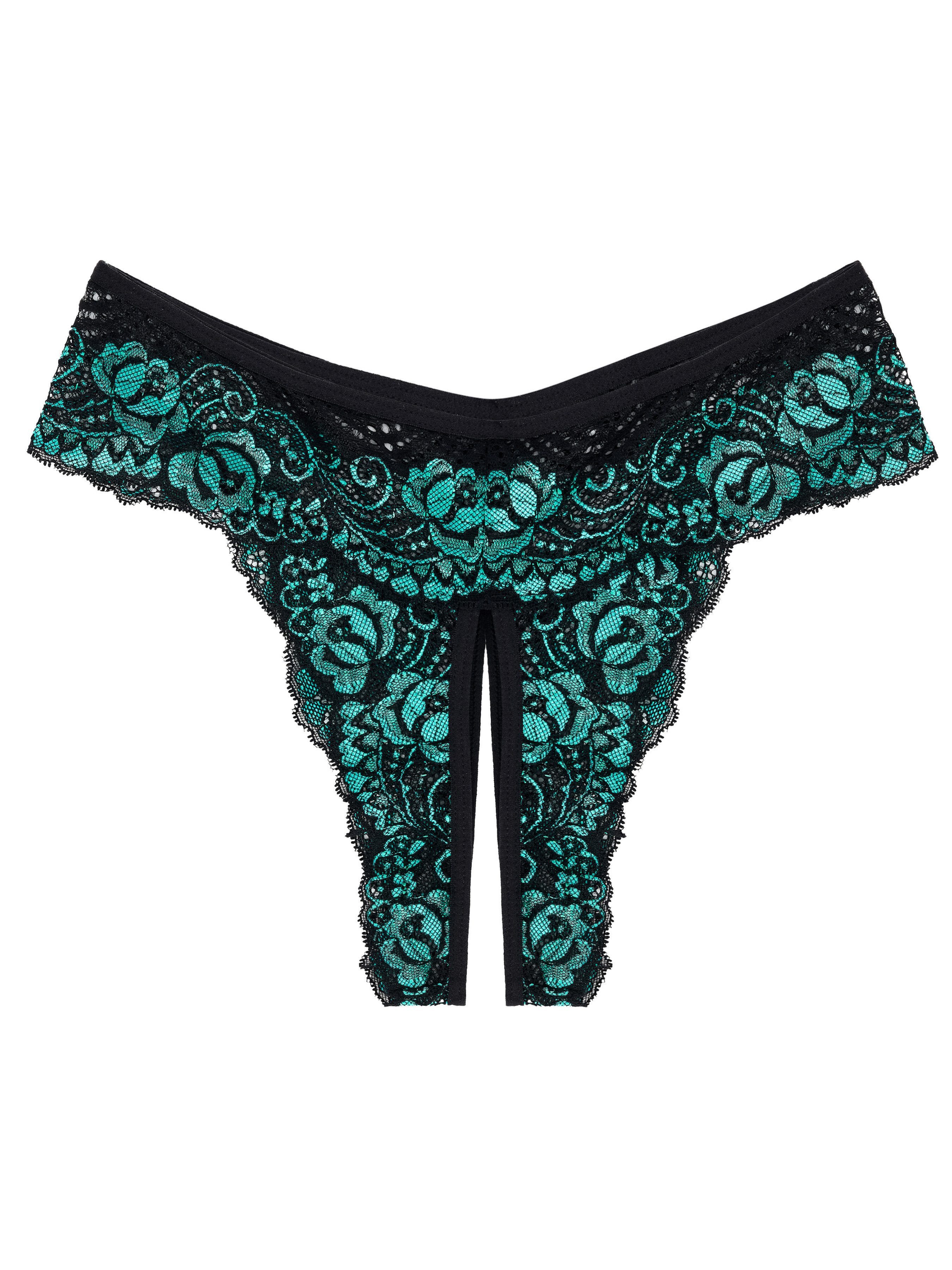Elegant Love Slip-Ouvert Unterwäsche aus Spitze, Tanga mit offenem Schritt, Geblümte Dessous Damen-Unterhosen, V-Strings und Elegante Pantys – Sinnliche Reizwäsche