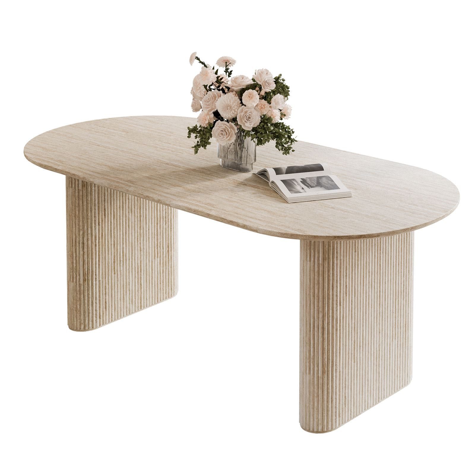 Lookway Esstisch OVI Tisch mit geriffeltem Gestell Hochglanz (1x Tisch), Breite: 180 cm, Höhe: 75 cm, Tiefe: 90 cm