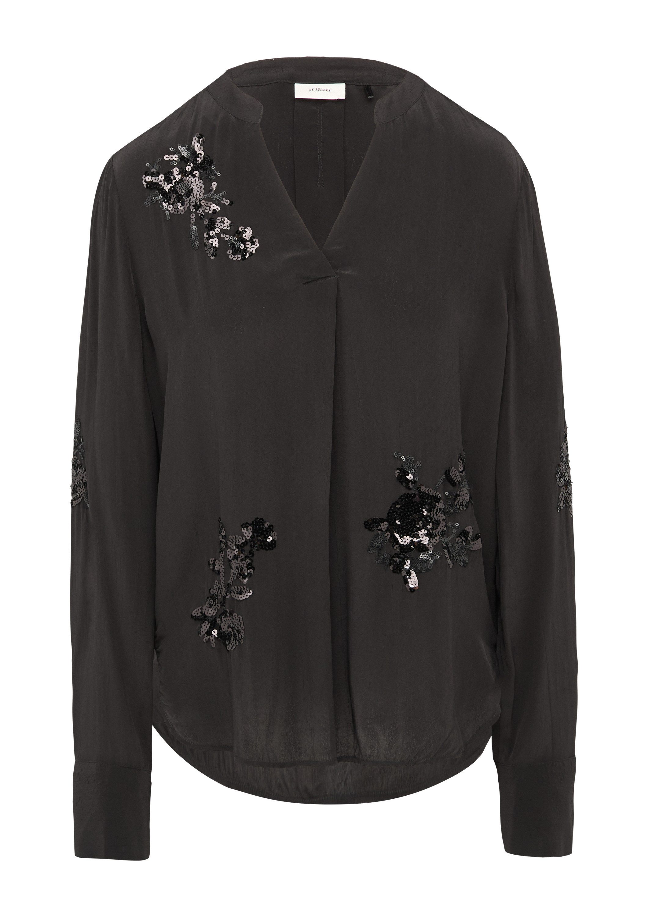 s.Oliver Langarmbluse Bluse Tunika-Bluse mit Pailletten-Detail günstig online kaufen