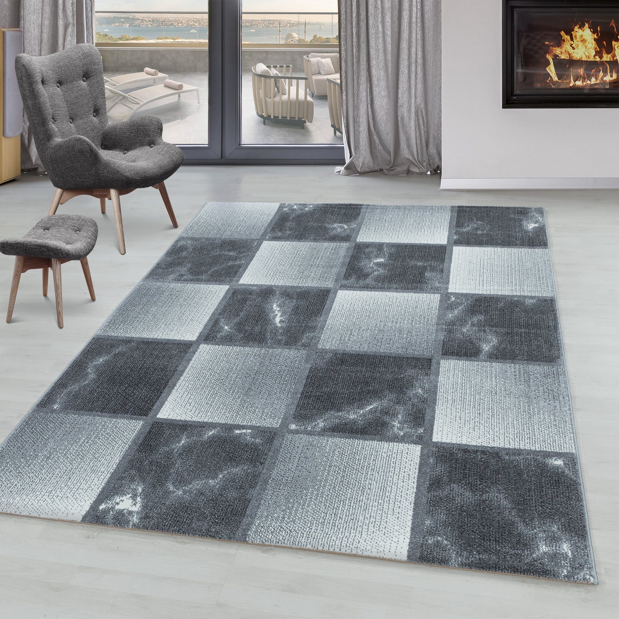 SIMPEX24 Teppich Kariert Design, Läufer, Höhe: günstig online kaufen