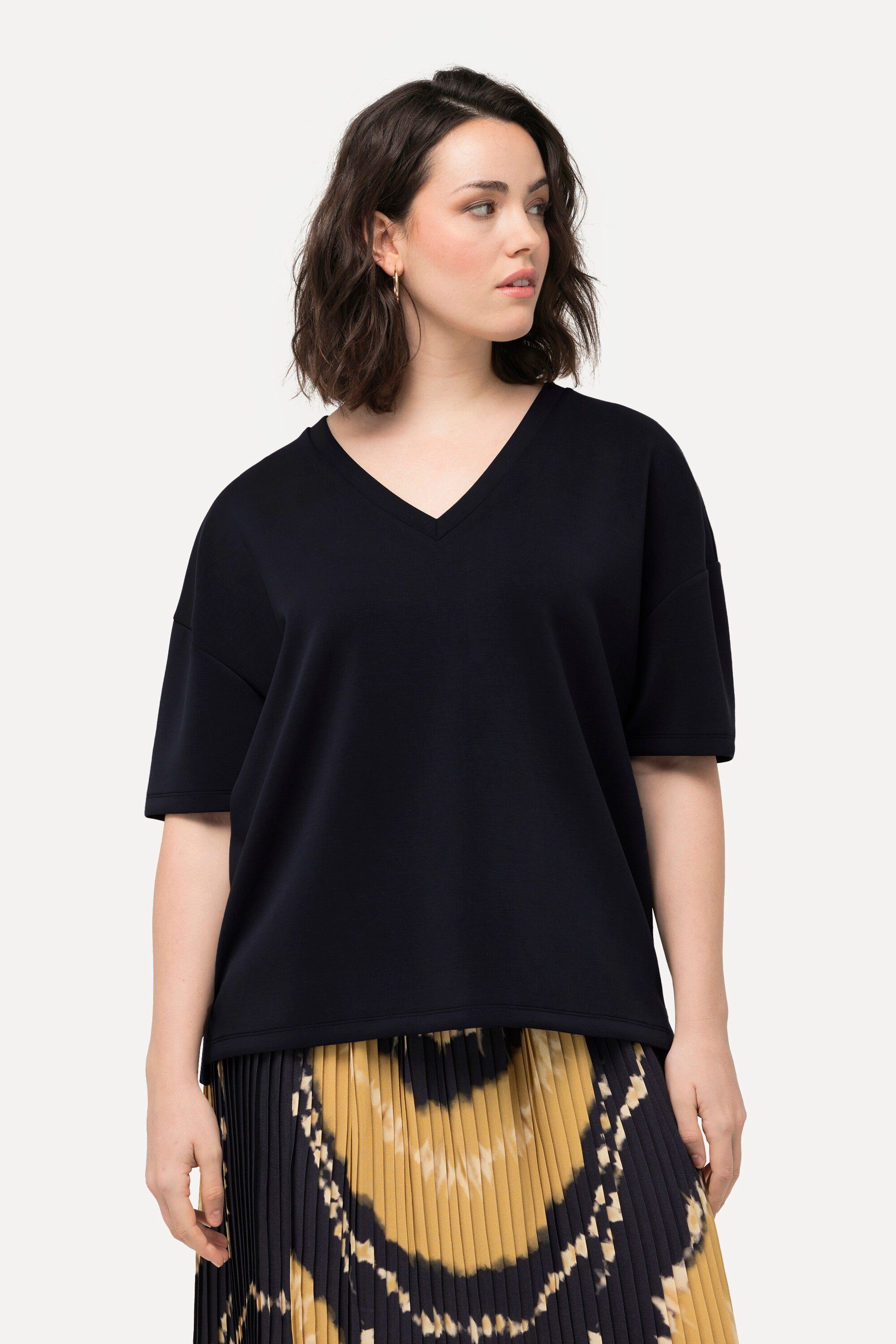 Ulla Popken Sweatshirt Soft-Sweatshirt Oversized V-Ausschnitt günstig online kaufen