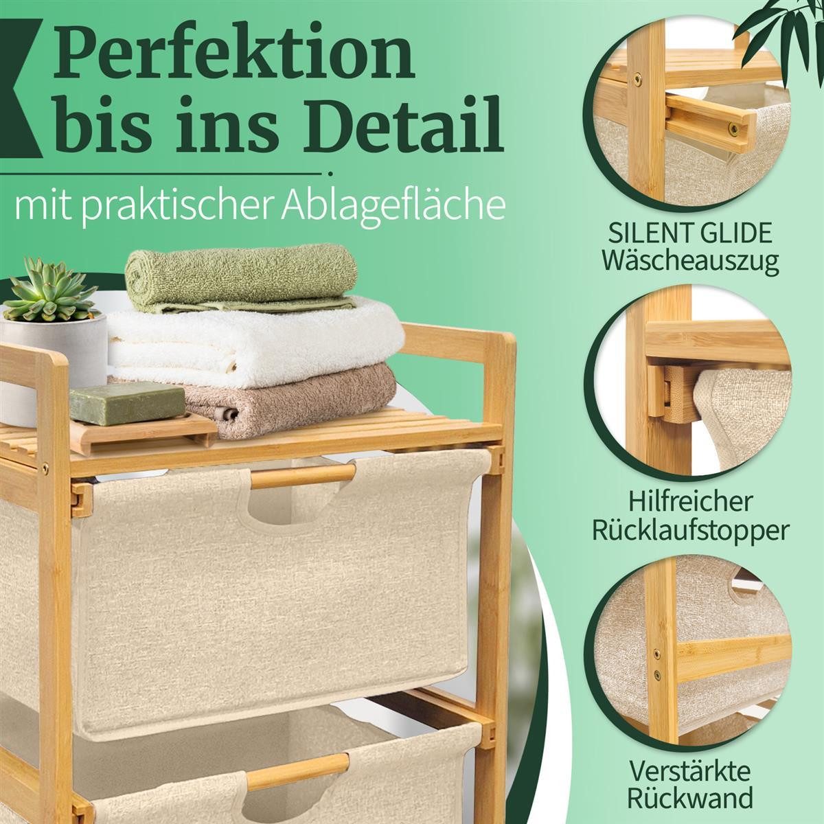 HEIMWERT Wäschekorb Wäschekorb Regal 3 Fächer Wäschesortierer Wäschesammler – Bild 3 von 5