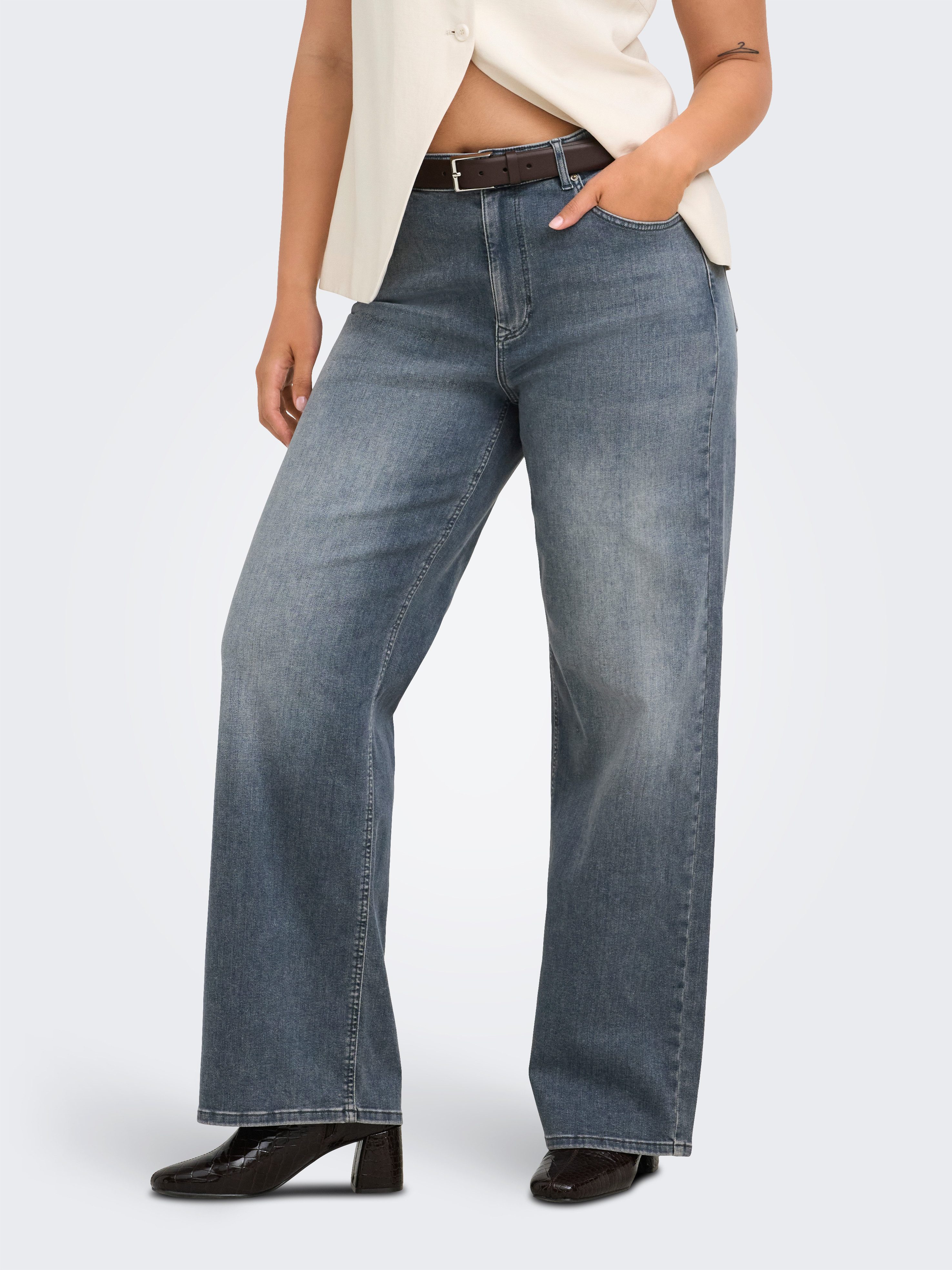 ONLY CARMAKOMA High-waist-Jeans CARWILLY WIDE HW REA2602 DNM NOOS Baumwollmischung, High Waist