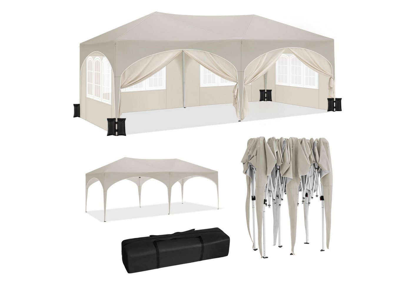 Woltu Pavillon, Faltpavillon wasserfest stabil UV-Schutz mit 4 Sandsäcke(ohne Sand)