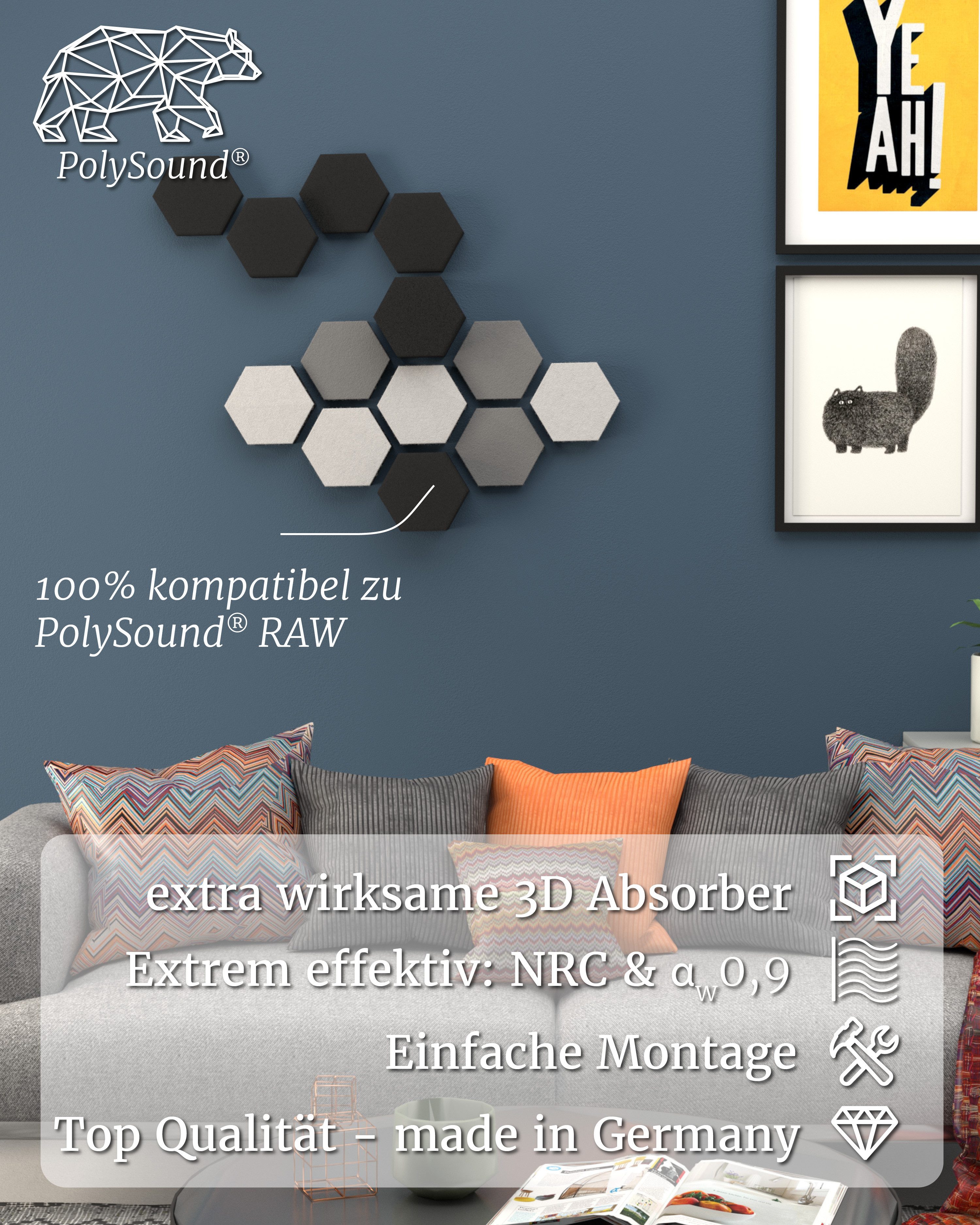 PolySound Dekorpaneele PolySound® ECO Akustikpaneele selbstklebend - Extra schalldämmend