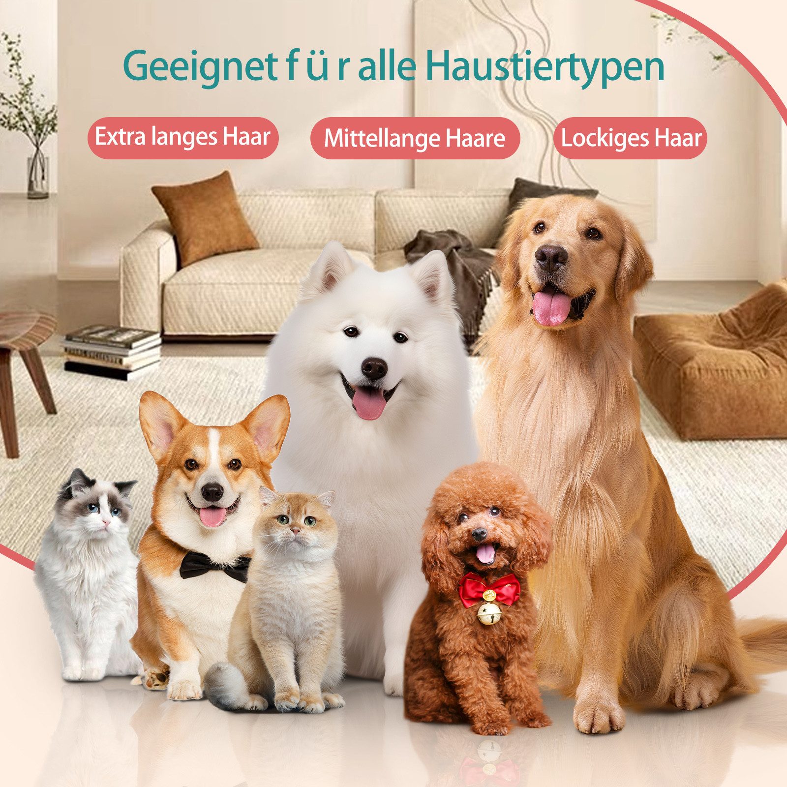 nobleza Fellpflegehandschuh Hundeschermaschine mit Staubsauger Tierhaarentferner für Hunde/Katzen
