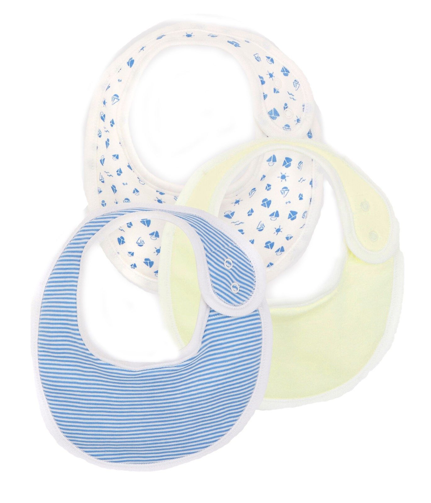Lätzchen Petit Bateau Baby Lätzchen 3er Set hellblau creme tolles Geschenk