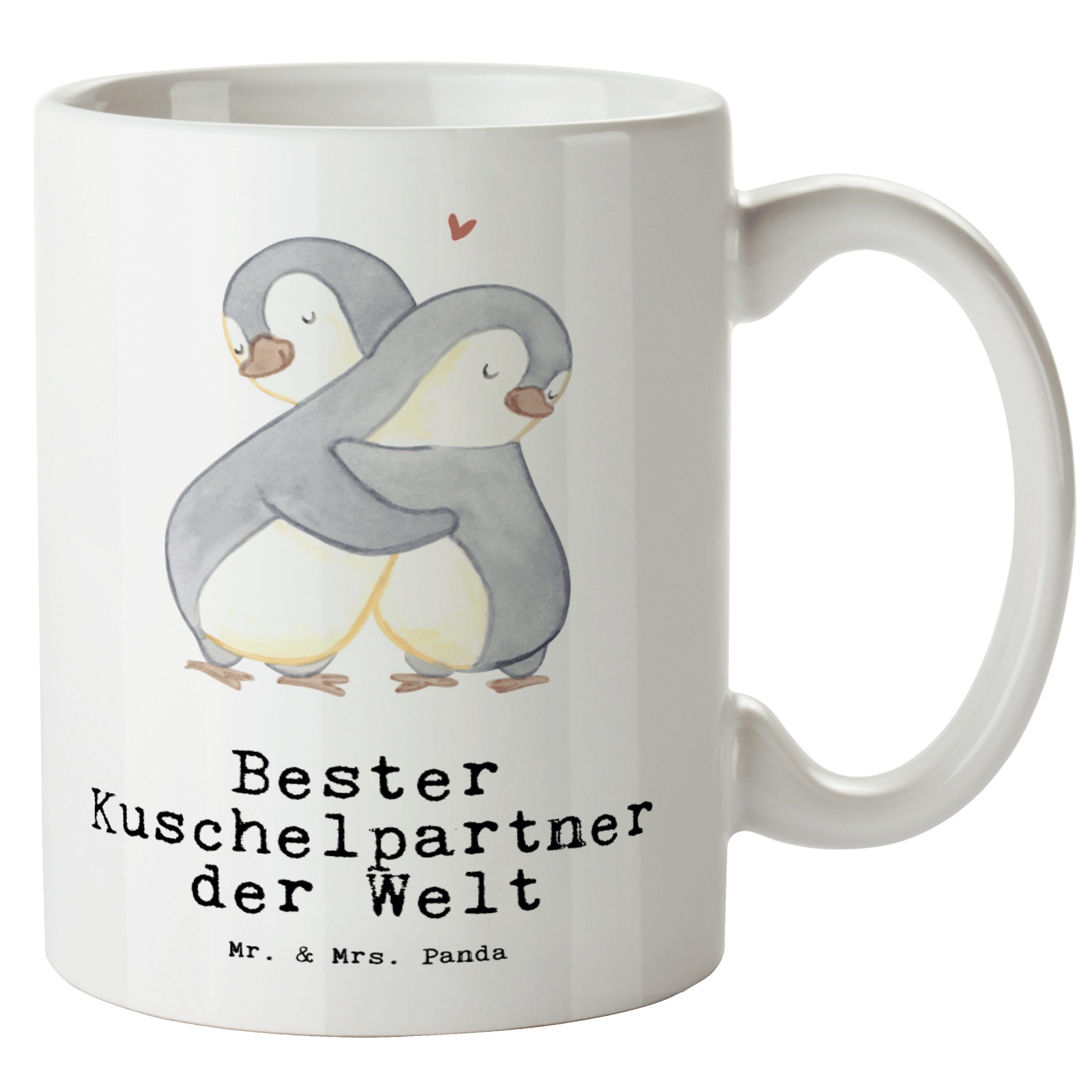 Mr. & Mrs. Panda Tasse Pinguin Bester Kuschelpartner der Welt - Weiß - Geschenk, XL Becher, XL Tasse Keramik