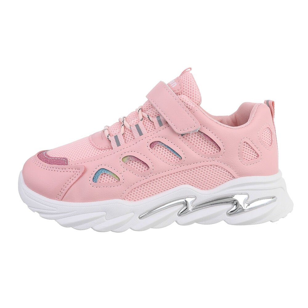 Ital-Design Kinder Low-Top Freizeit Sneaker Flach Freizeitschuhe in Rosa