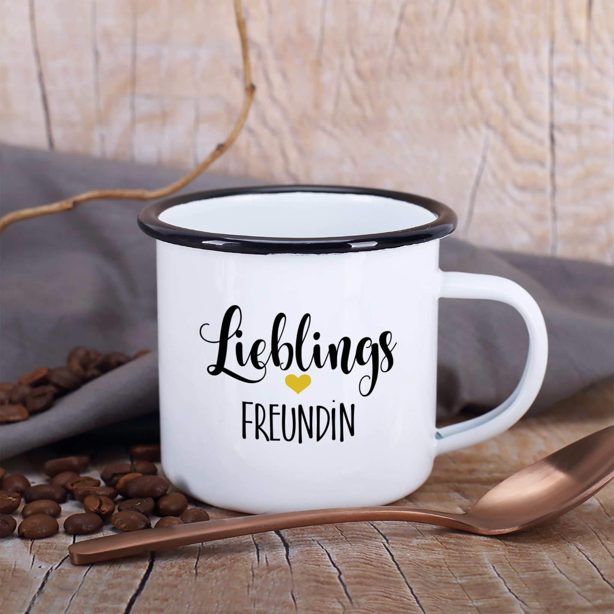 Herz & Heim Tasse aus Metall mit Motiv für die Liebsten