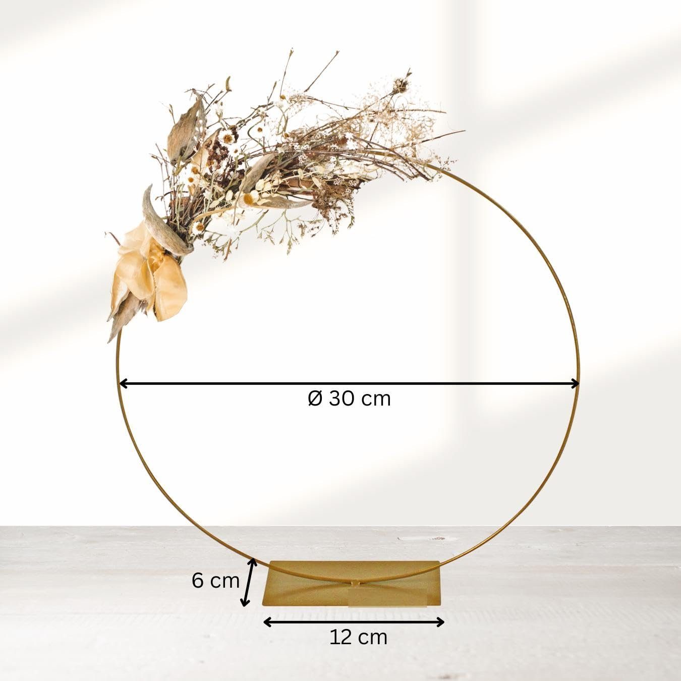 Bada Bing Dekoobjekt Dekoring Gold mit Fuß Metallring zum stellen (Deko-Ring Gold 30 cm), Moosgumminoppen zum Schutz vor Kratzern