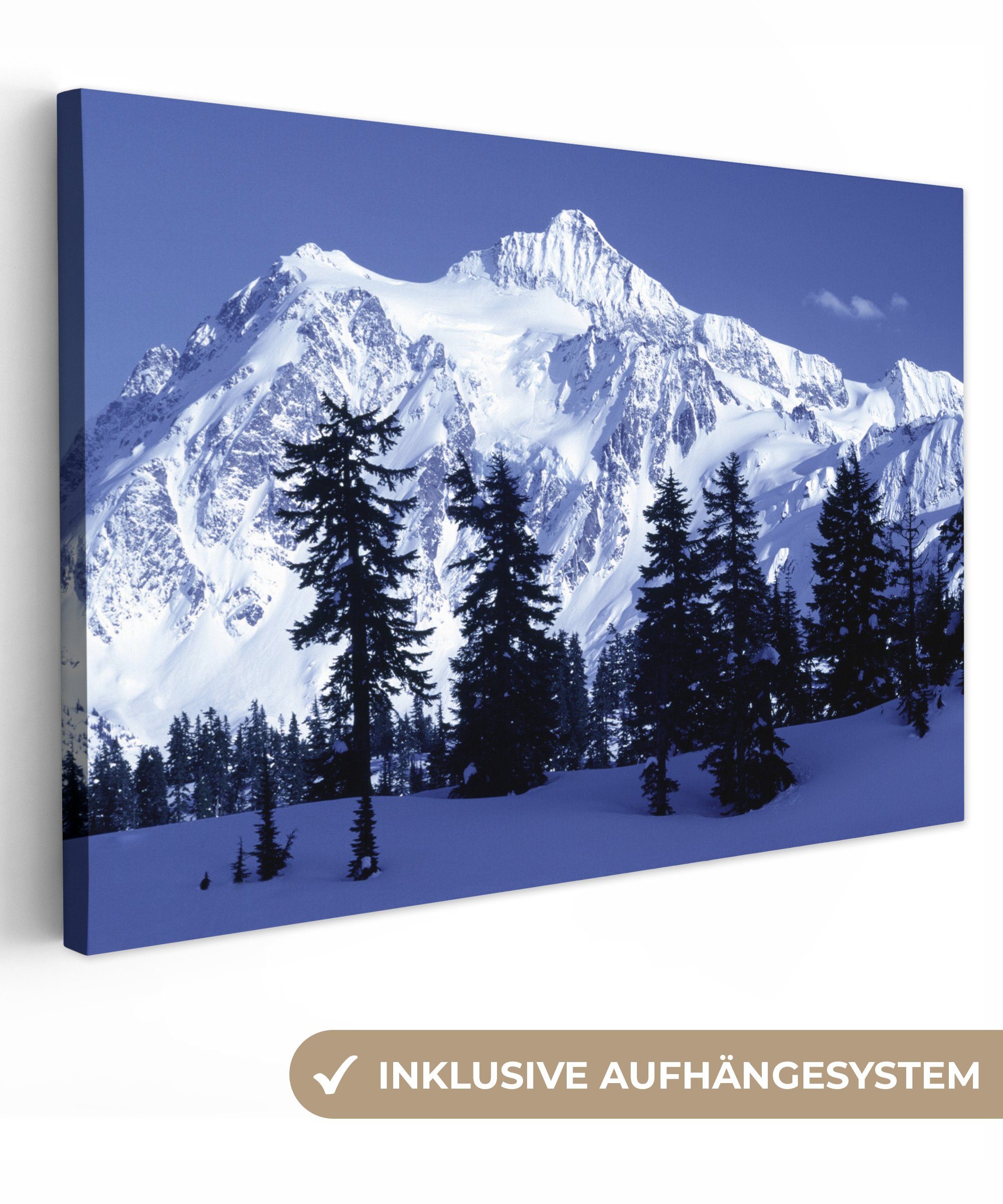 OneMillionCanvasses® Leinwandbild Berg mit ewigem Schnee, (1 St), Wandbild Leinwandbilder, Aufhängefertig, Wanddeko, 30x20 cm
